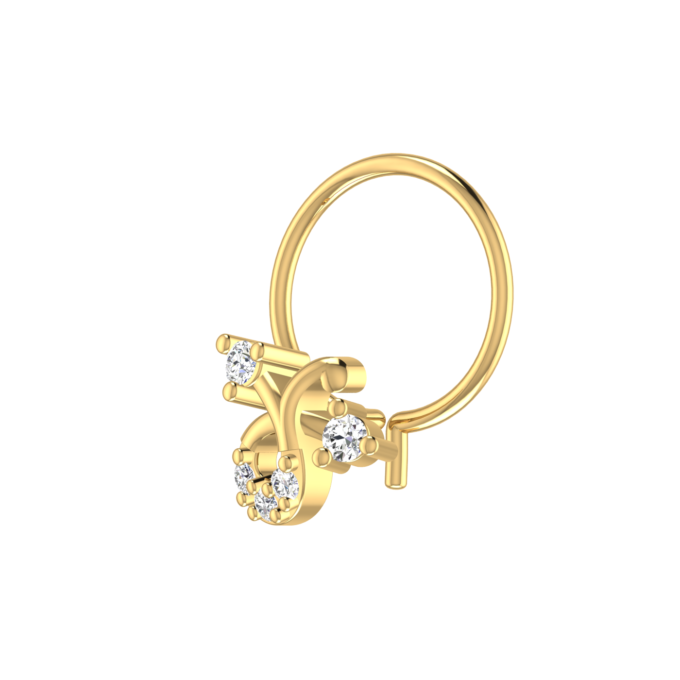 14K Gold Enchanted Vine Design 0.048ct Lab Grown Diamond Nose Pin