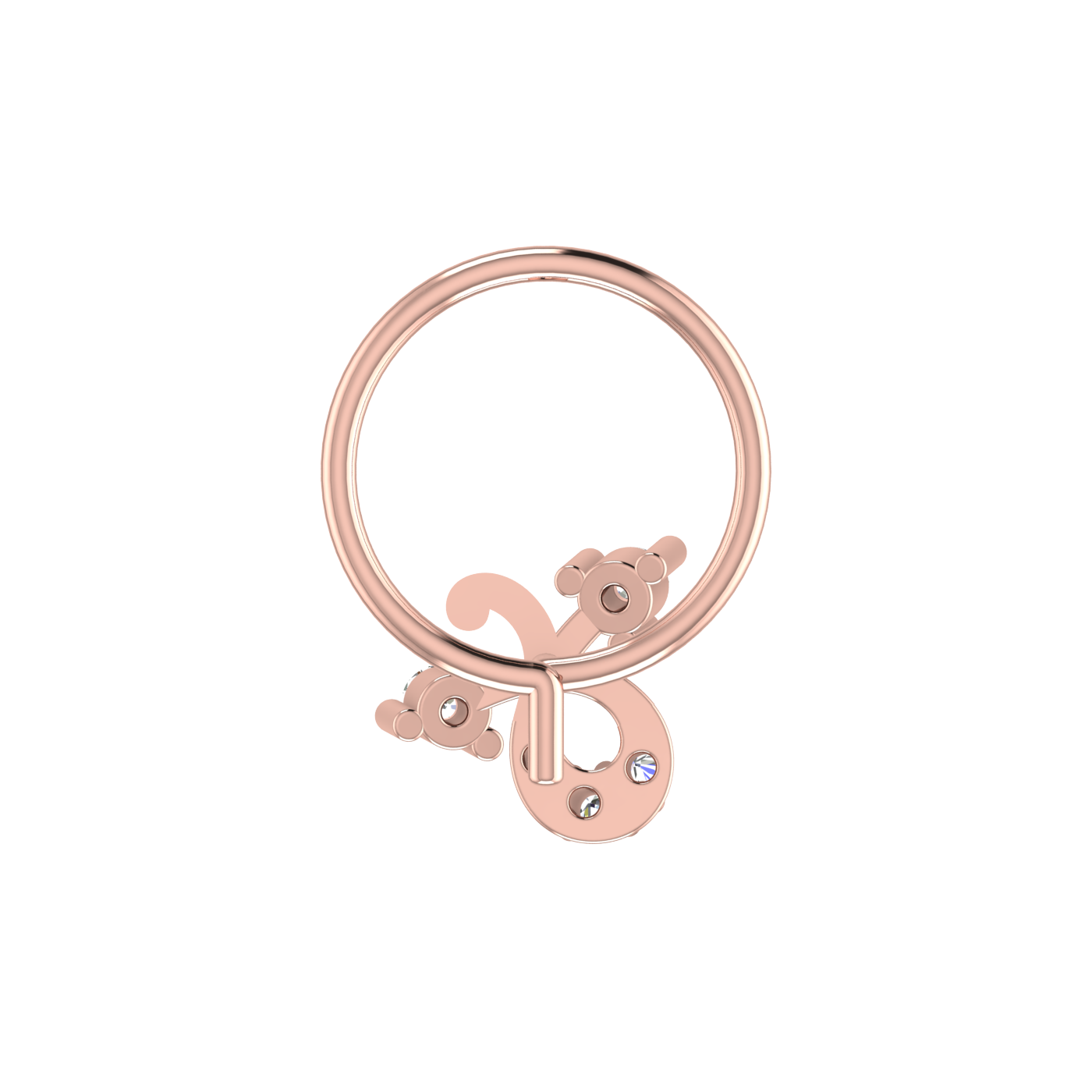 14K Gold Enchanted Vine Design 0.048ct Lab Grown Diamond Nose Pin