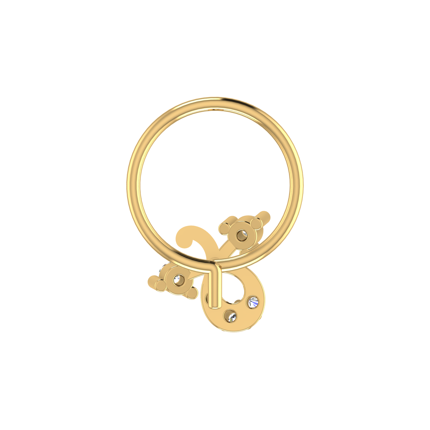 14K Gold Enchanted Vine Design 0.048ct Lab Grown Diamond Nose Pin