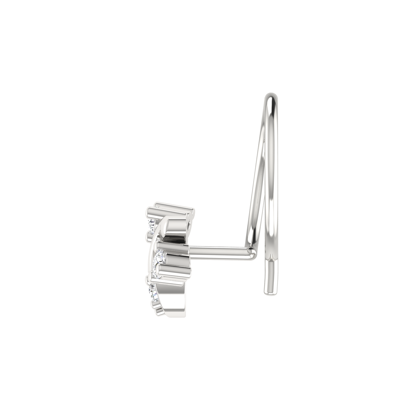 14K Gold Enchanted Vine Design 0.048ct Lab Grown Diamond Nose Pin