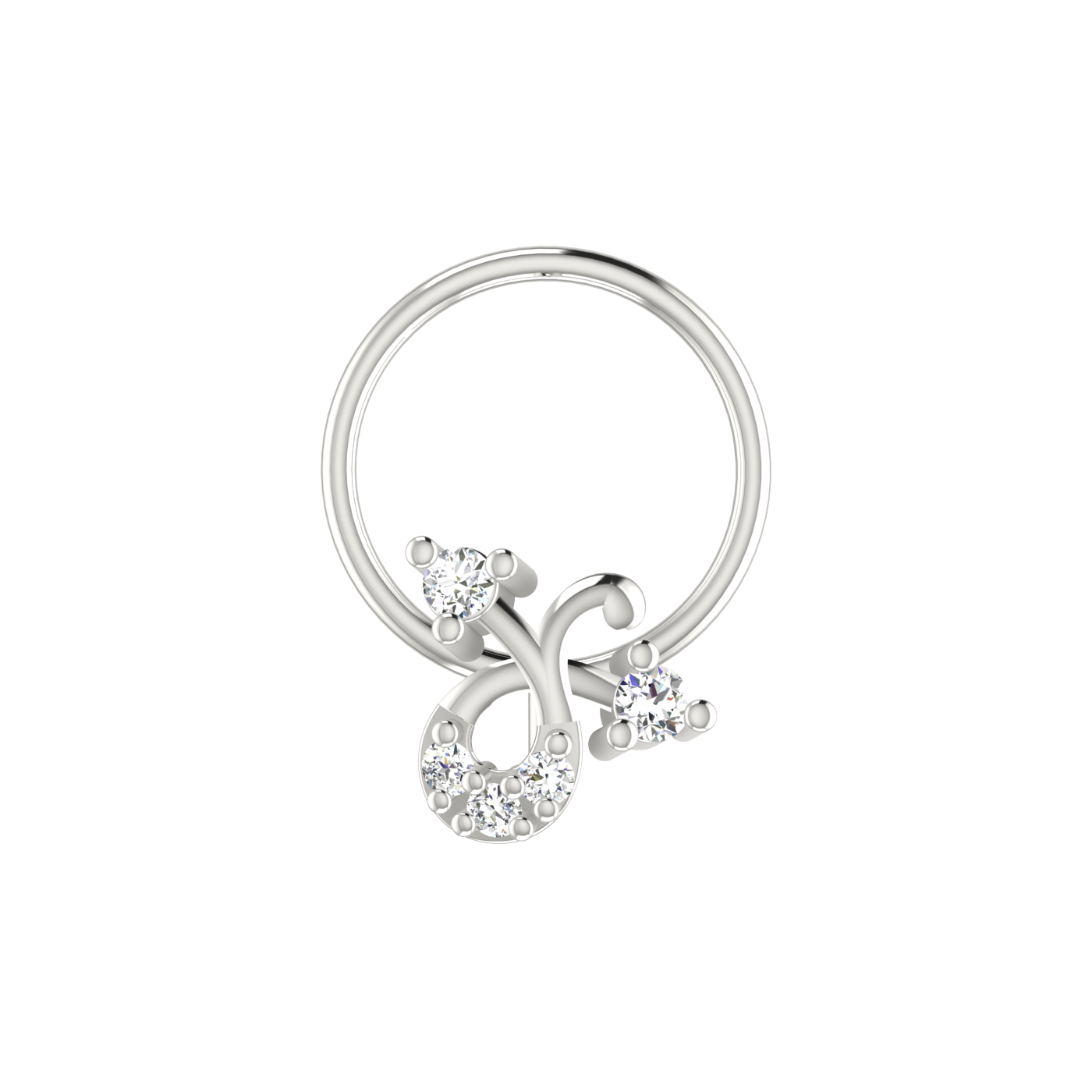 14K Gold Enchanted Vine Design 0.048ct Lab Grown Diamond Nose Pin