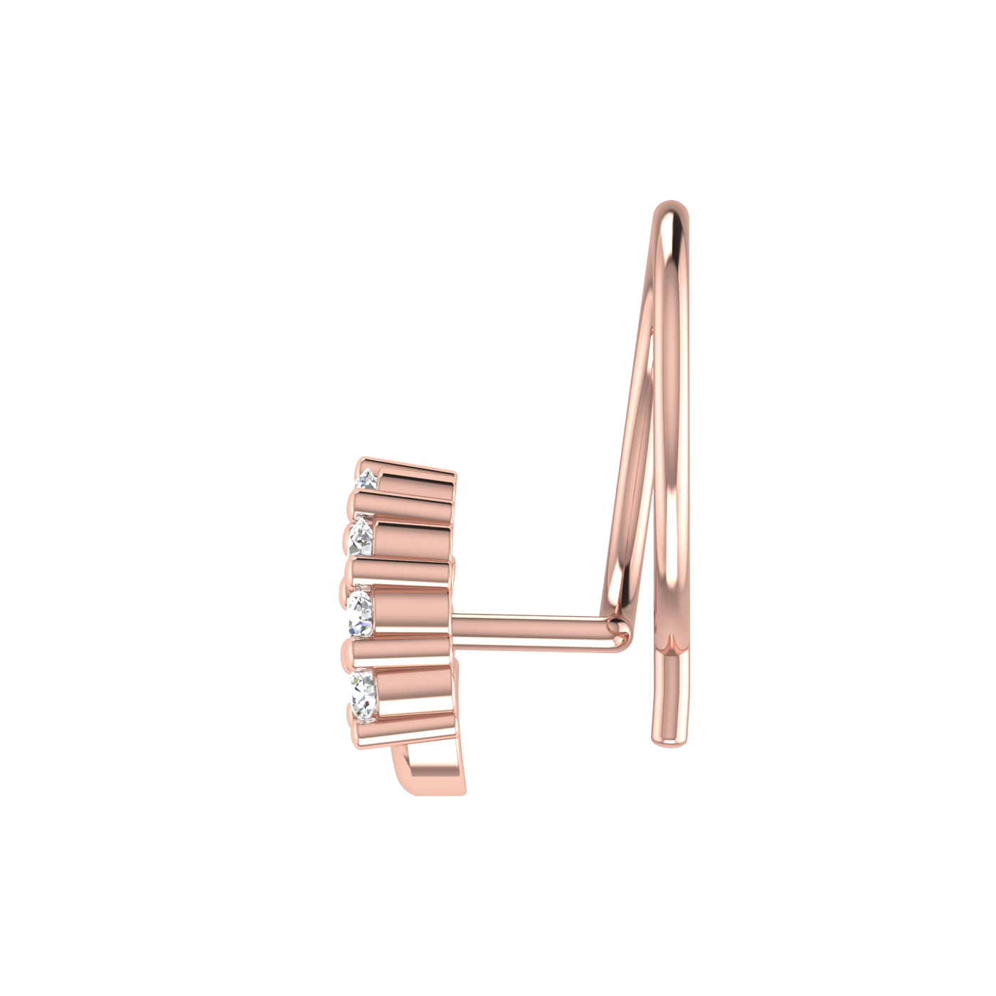 14K Gold Celestial Curve Design 0.058ct Lab Grown Diamond Nose Pin
