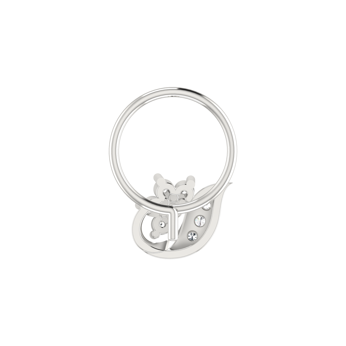 14K Gold Flora Leaf Design 0.07ct Lab Grown Diamond Nose Pin