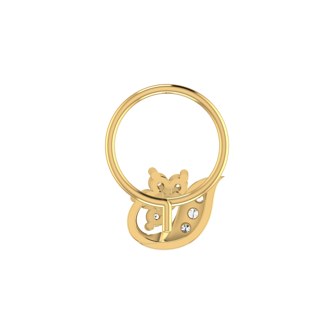 14K Gold Flora Leaf Design 0.07ct Lab Grown Diamond Nose Pin