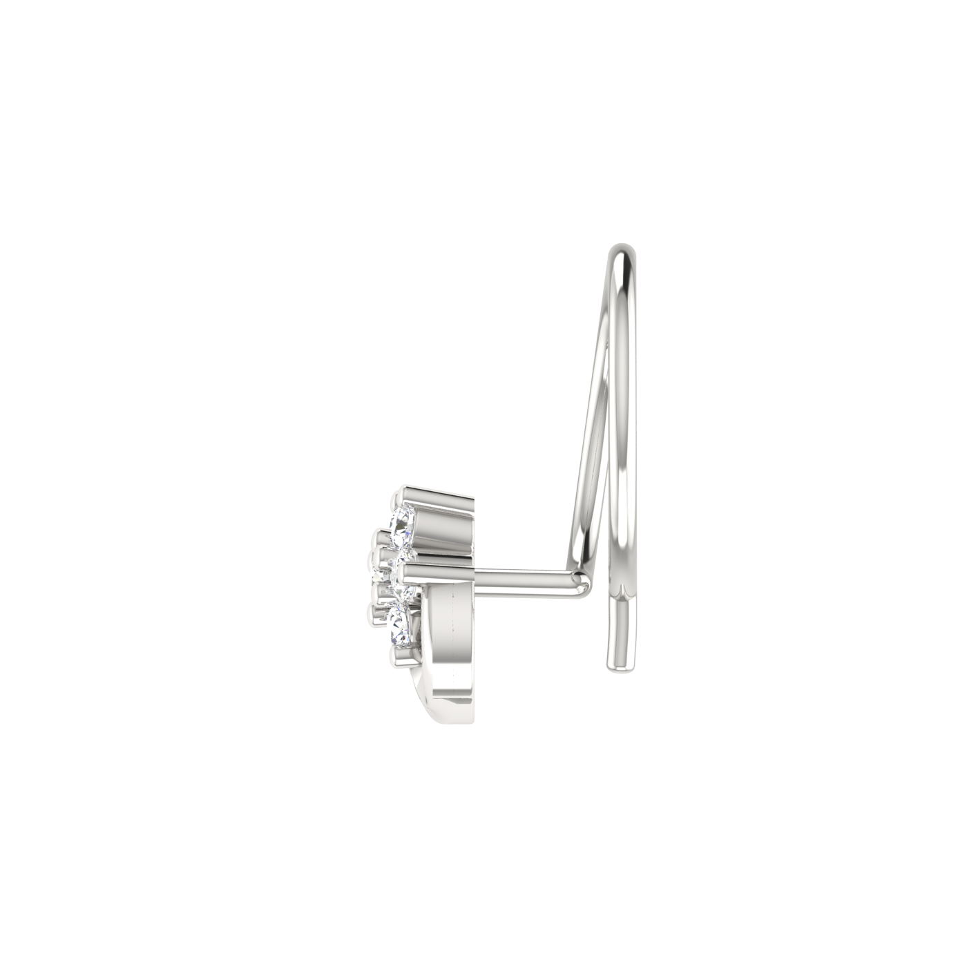 14K Gold Flora Leaf Design 0.07ct Lab Grown Diamond Nose Pin