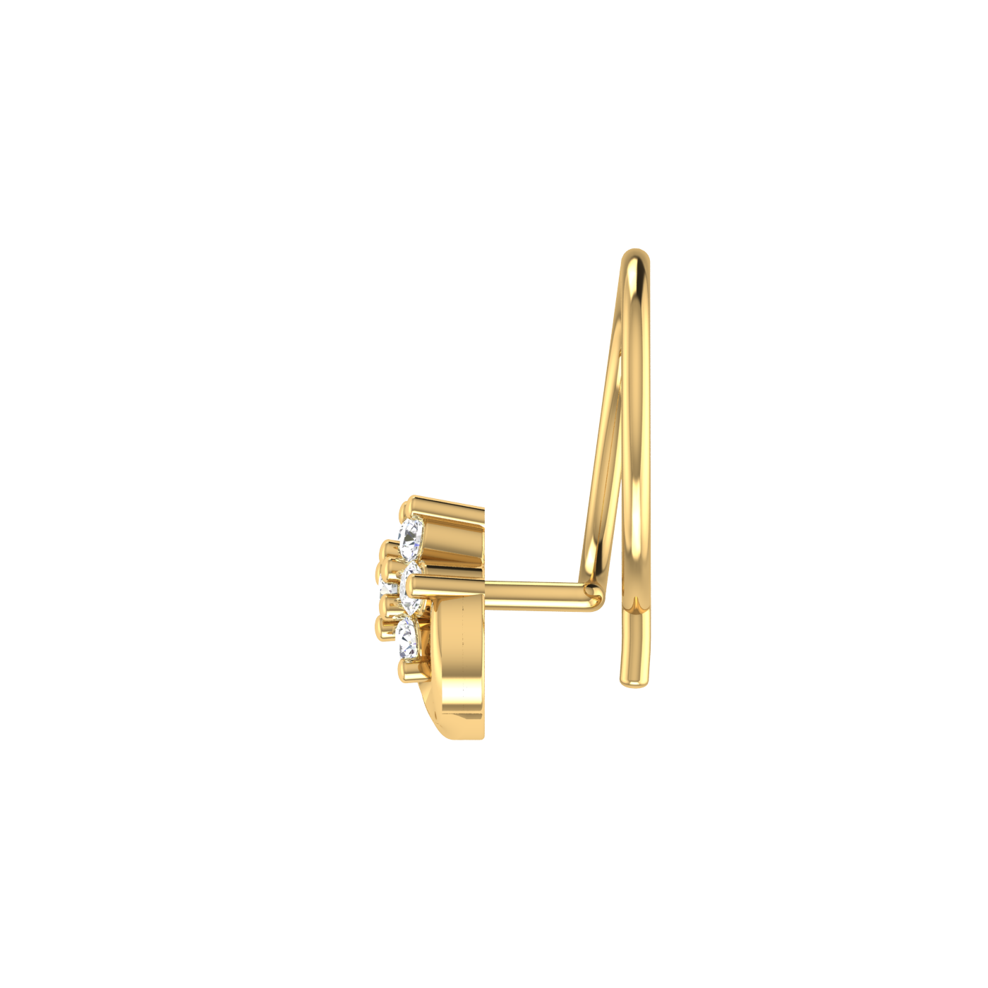 14K Gold Flora Leaf Design 0.07ct Lab Grown Diamond Nose Pin