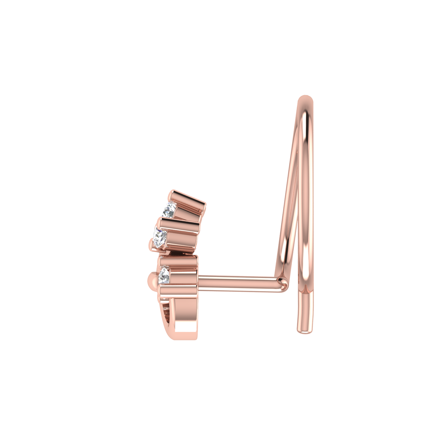 14K Gold Floral Vine Design 0.025ct Lab Grown Diamond Nose Pin