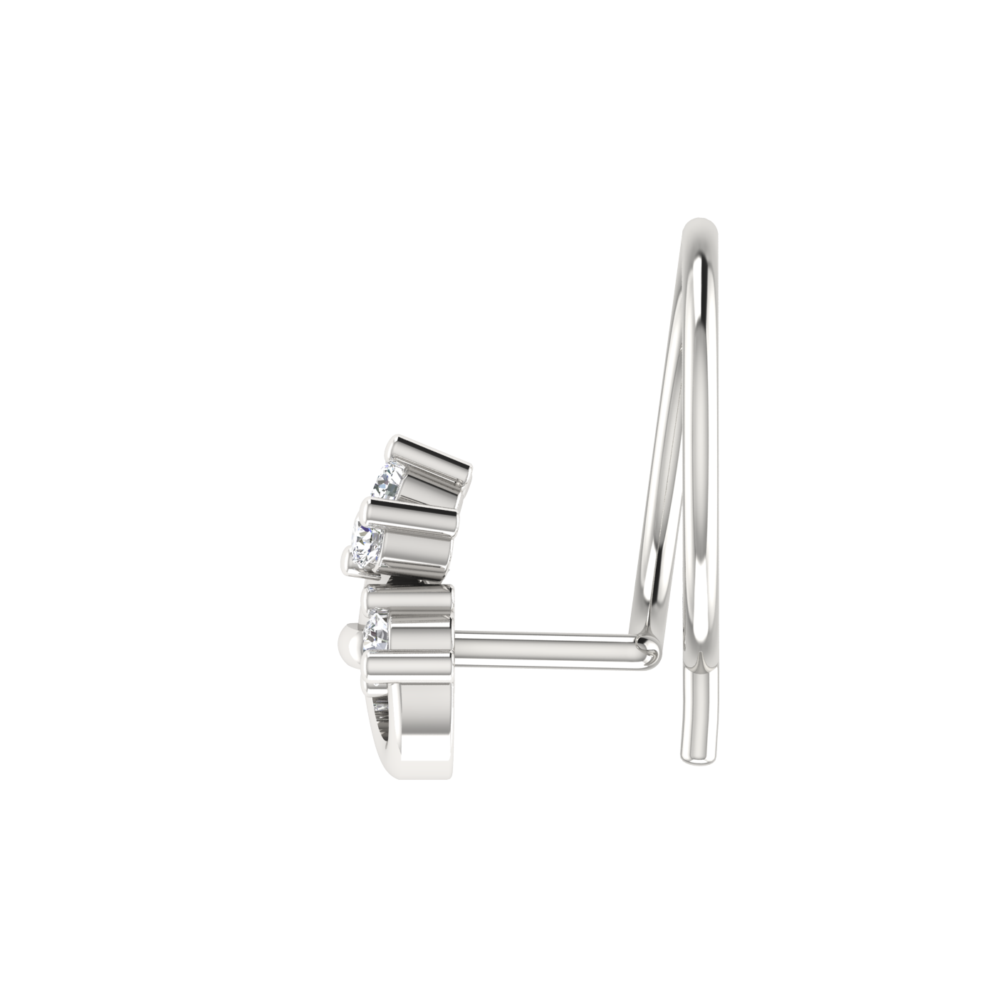 14K Gold Floral Vine Design 0.025ct Lab Grown Diamond Nose Pin