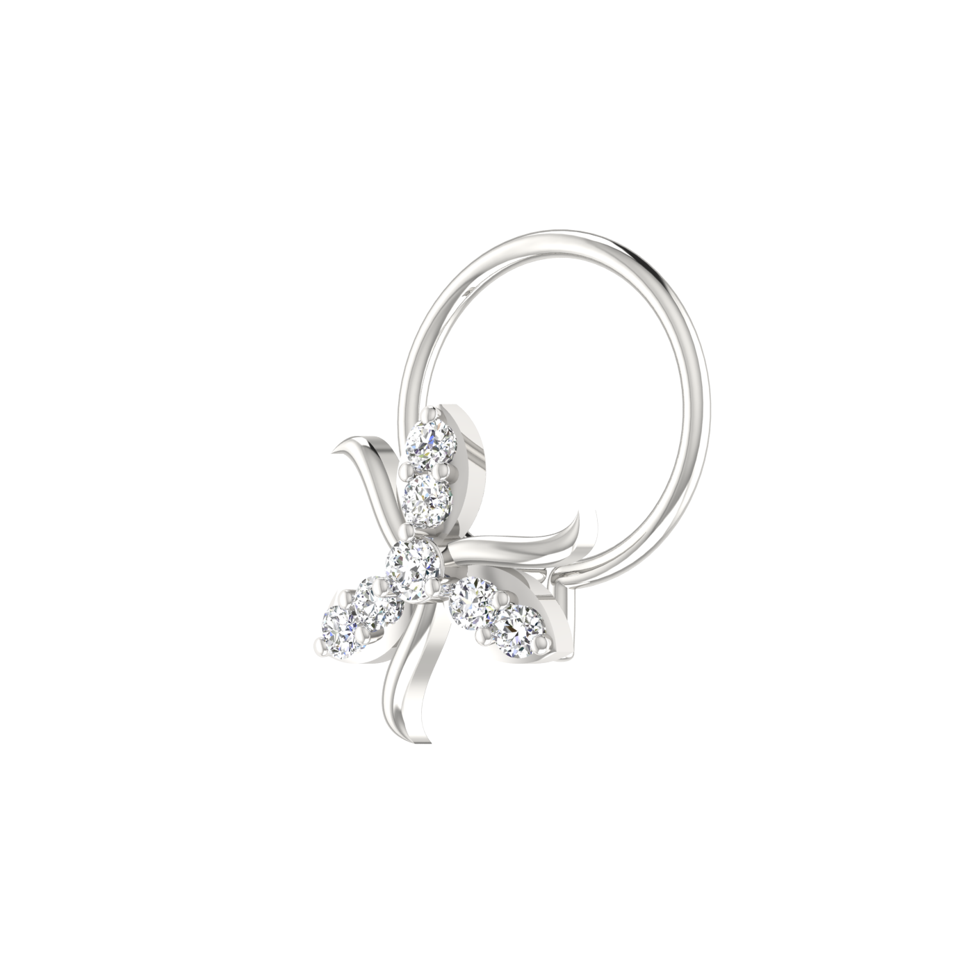 0.06 Ct Lab Grown Diamond Floral Petal Nose Pin