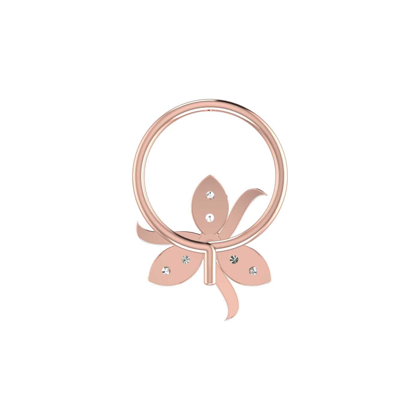 0.06 Ct Lab Grown Diamond Floral Petal Nose Pin