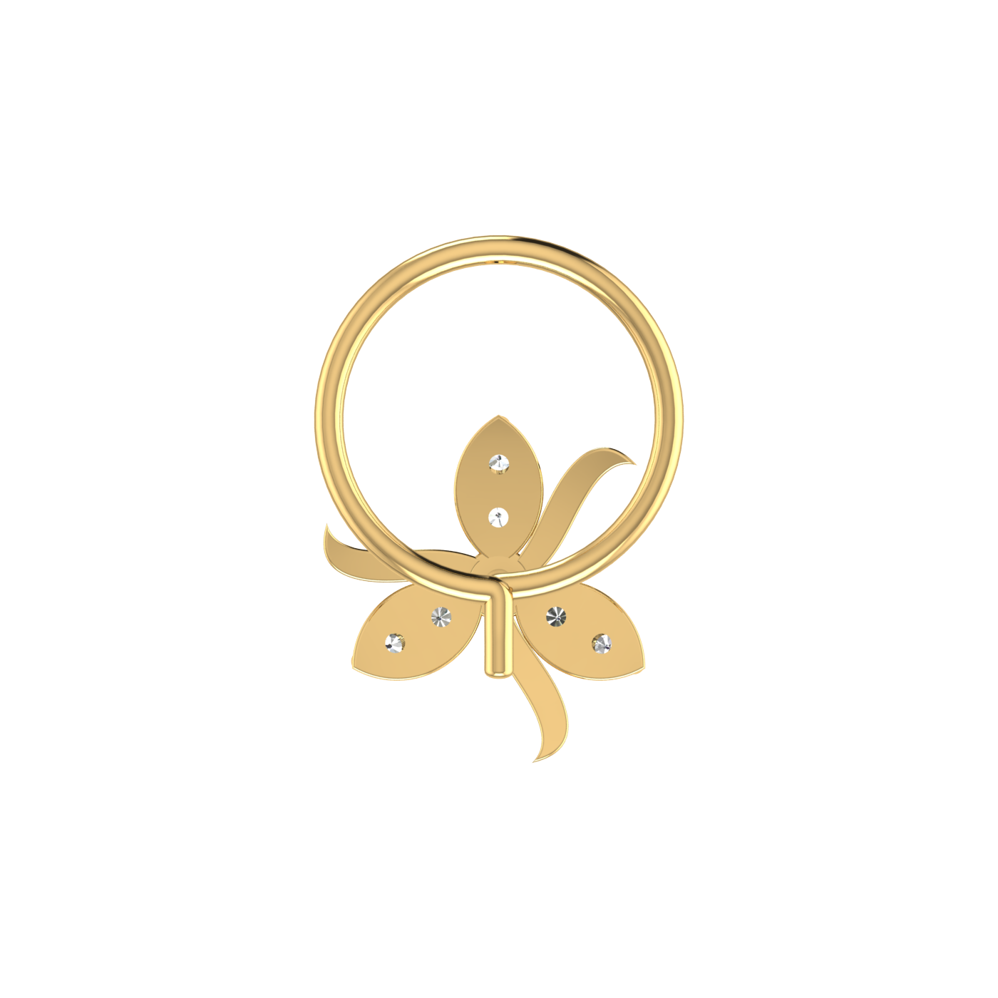 0.06 Ct Lab Grown Diamond Floral Petal Nose Pin