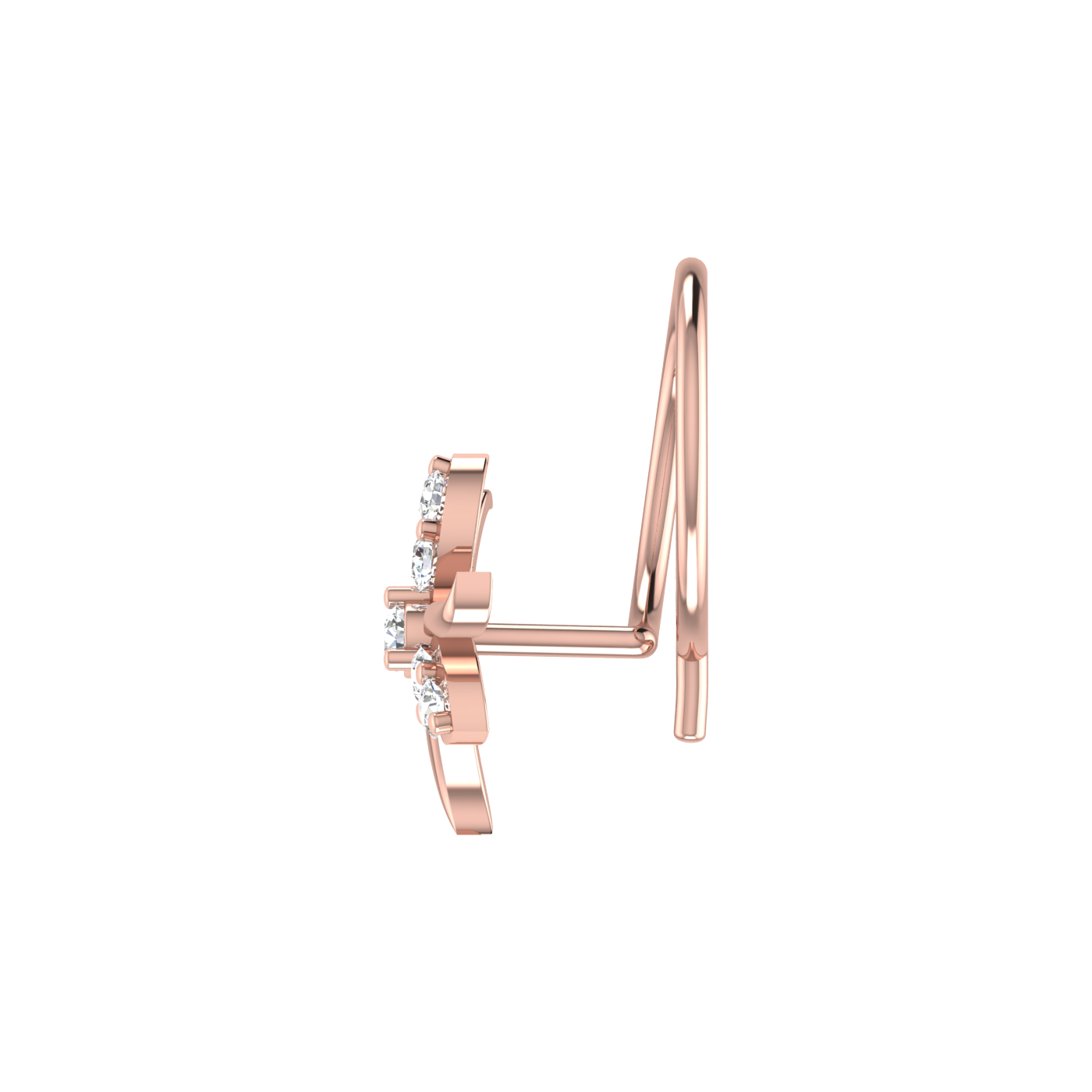 0.06 Ct Lab Grown Diamond Floral Petal Nose Pin
