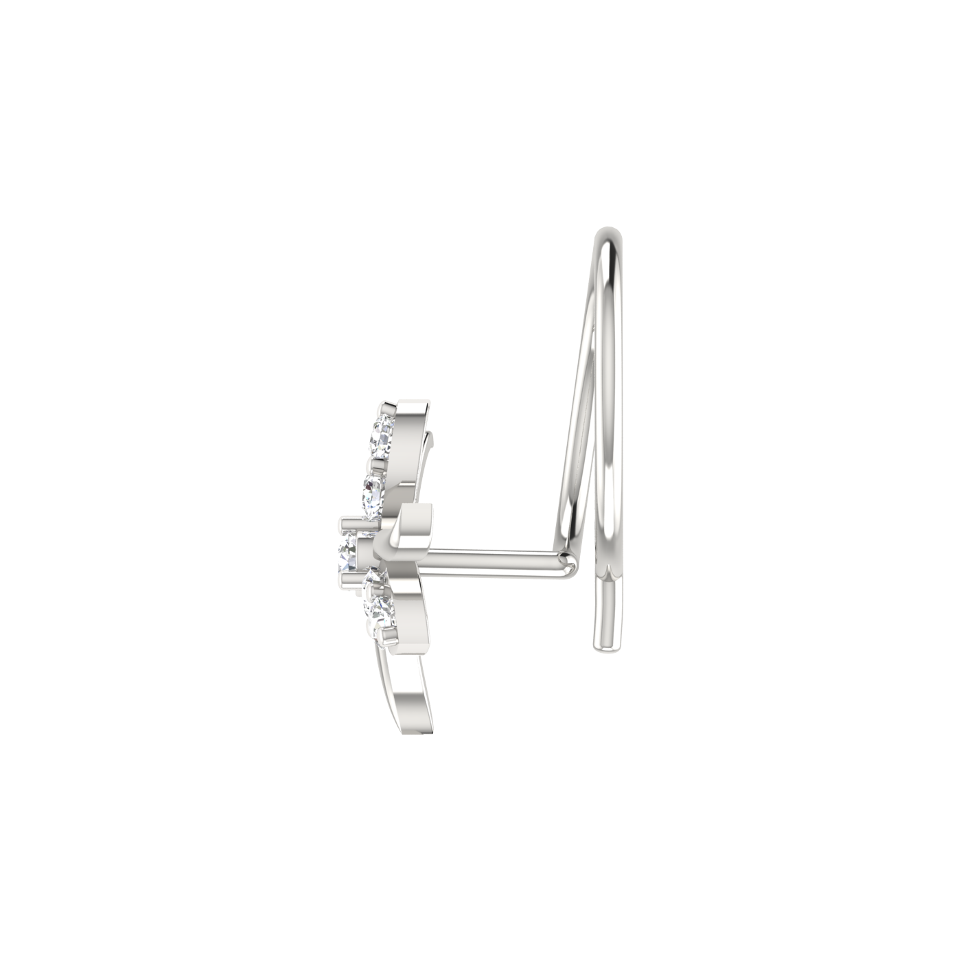 0.06 Ct Lab Grown Diamond Floral Petal Nose Pin