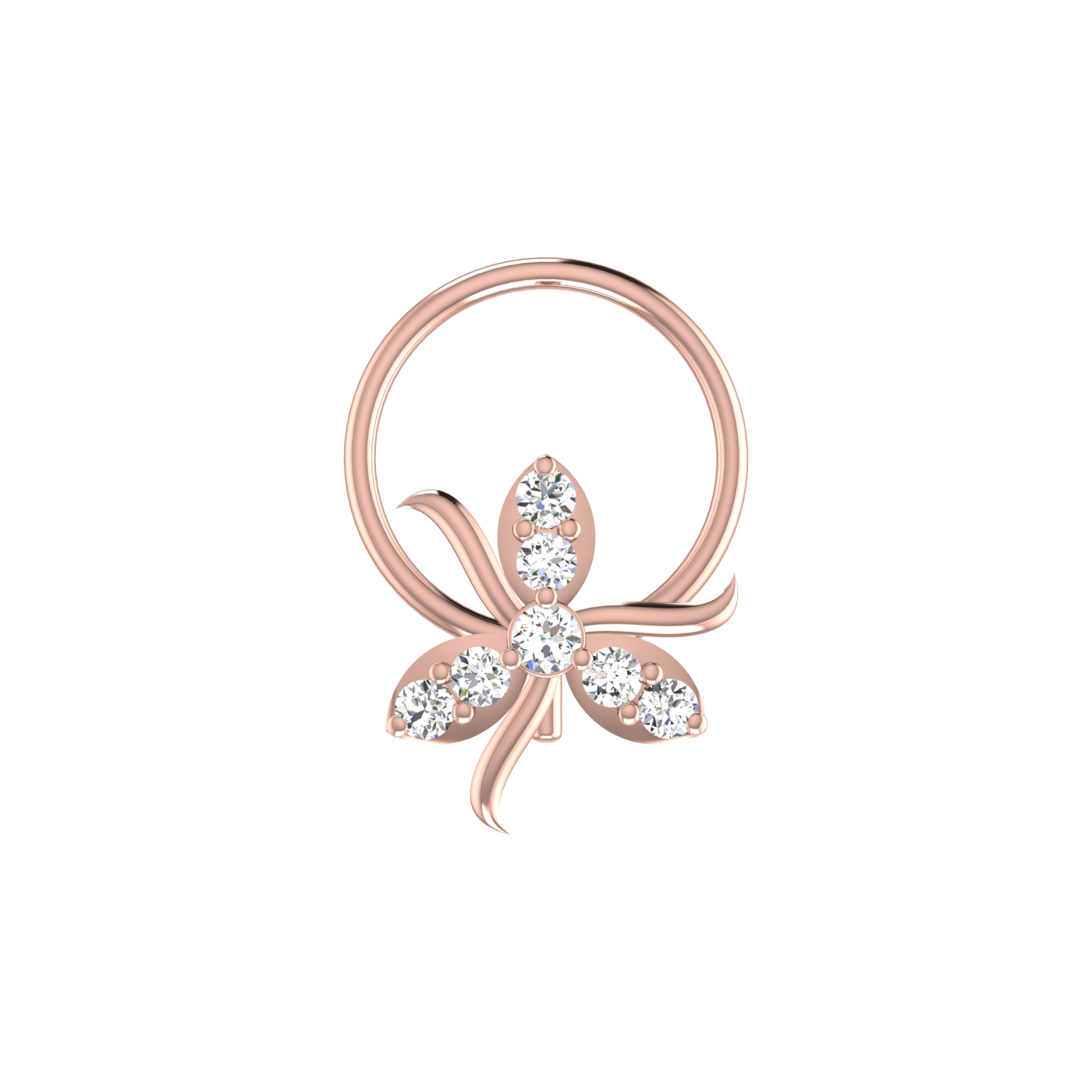 0.06 Ct Lab Grown Diamond Floral Petal Nose Pin