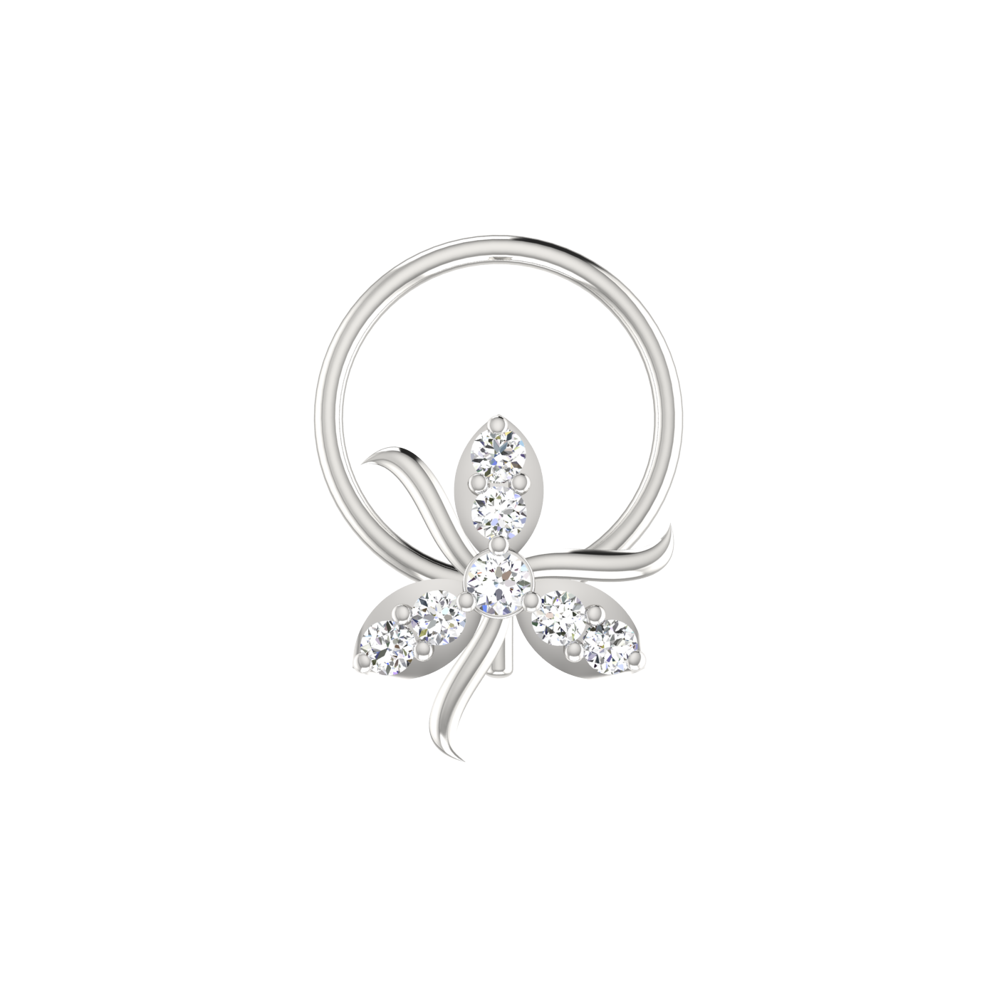 0.06 Ct Lab Grown Diamond Floral Petal Nose Pin