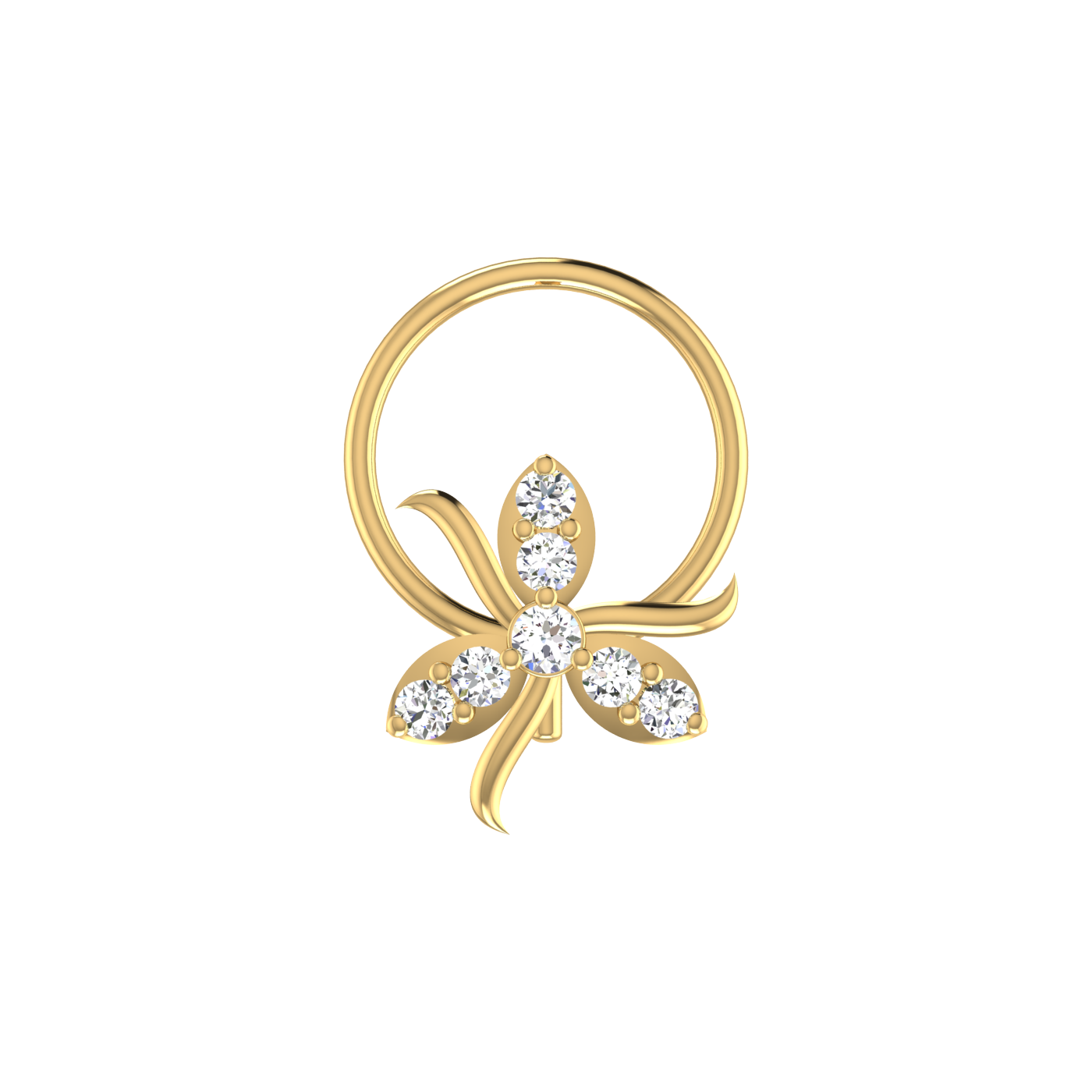 0.06 Ct Lab Grown Diamond Floral Petal Nose Pin