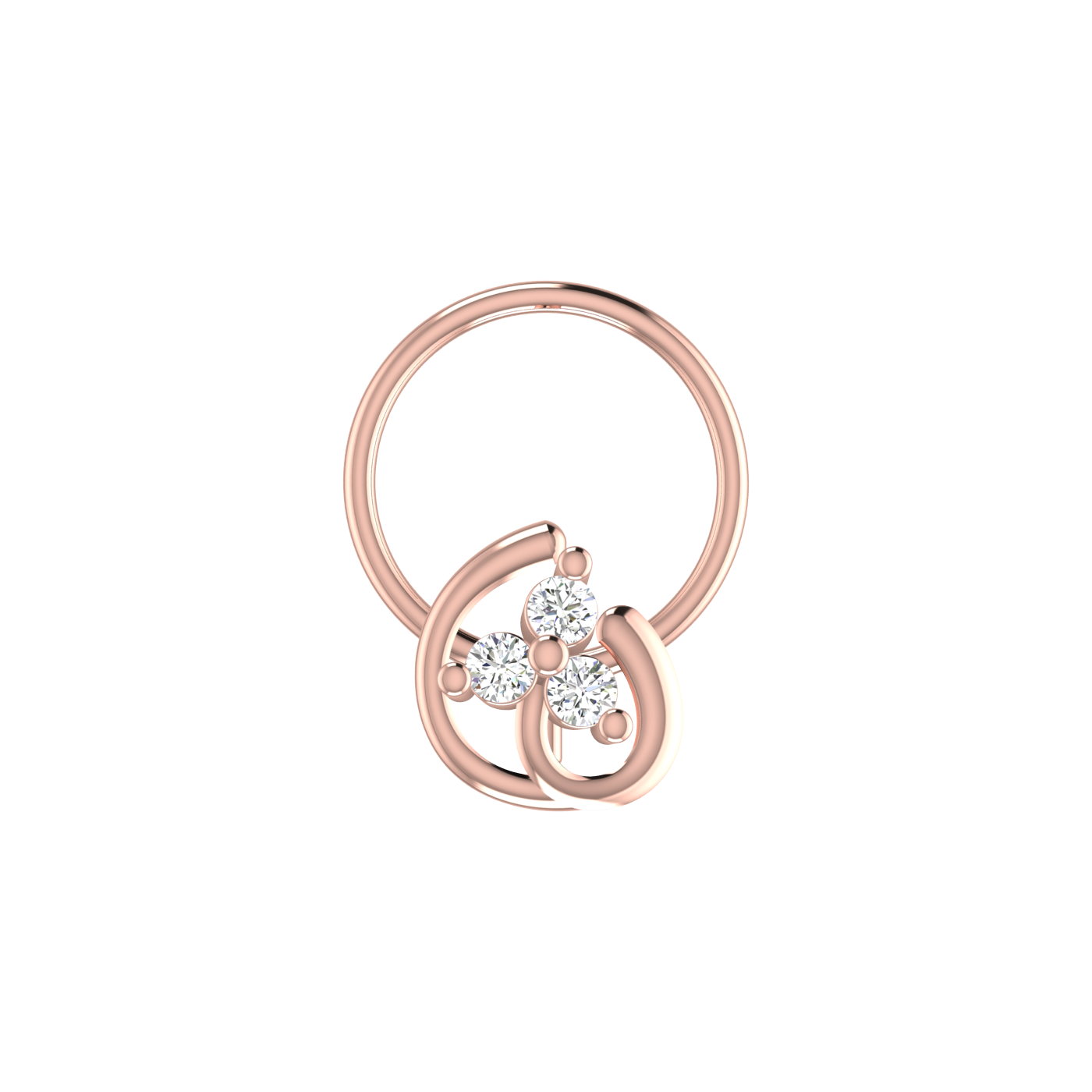 14K Gold Infinity Bloom Design 0.054ct Lab Grown Diamond Nose Pin
