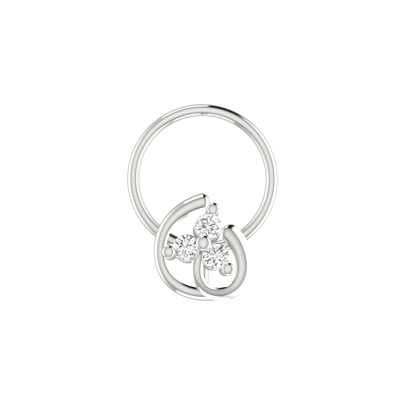 14K Gold Infinity Bloom Design 0.054ct Lab Grown Diamond Nose Pin