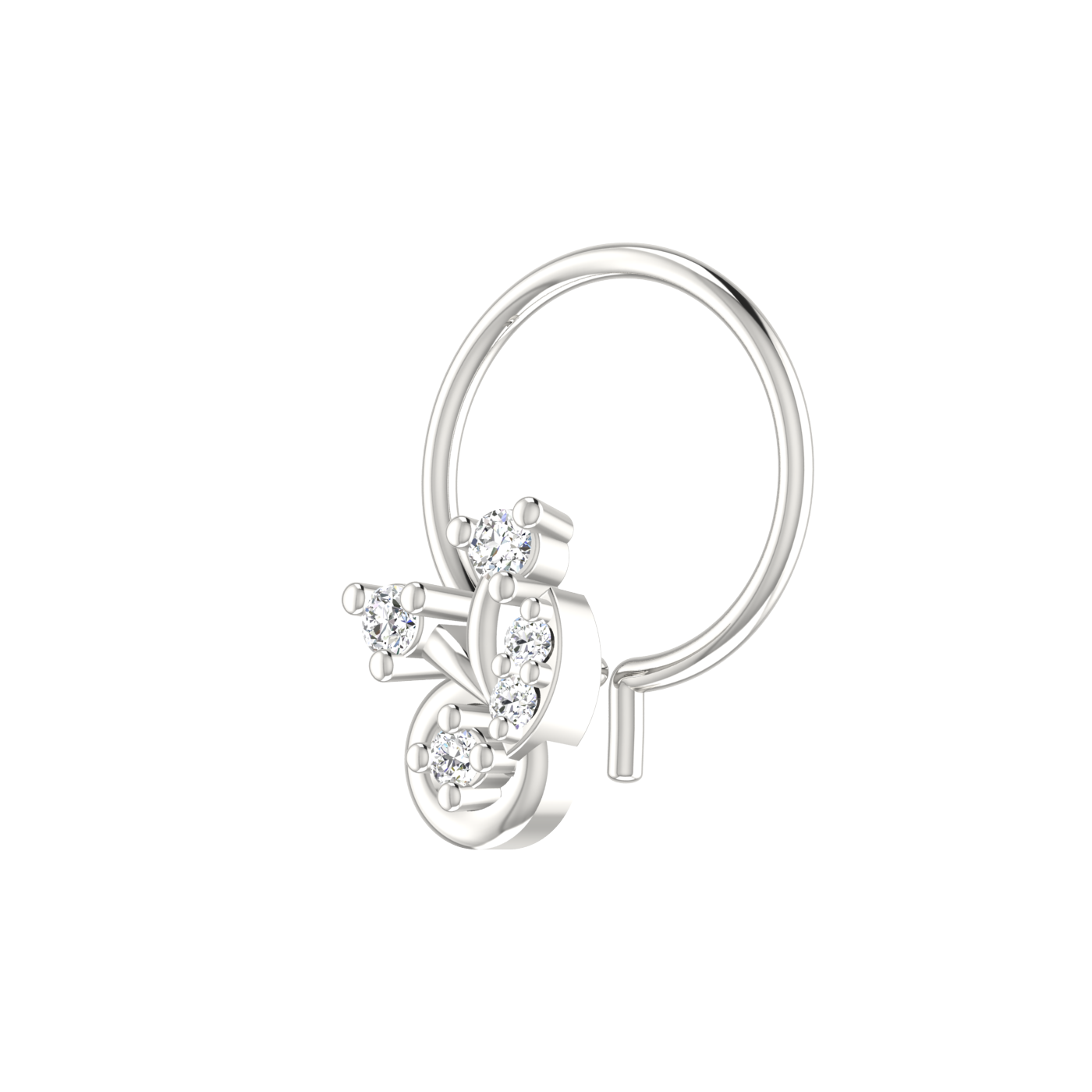 14K Gold Twilight Bloom Design 0.05ct Lab Grown Diamond Nose Pin
