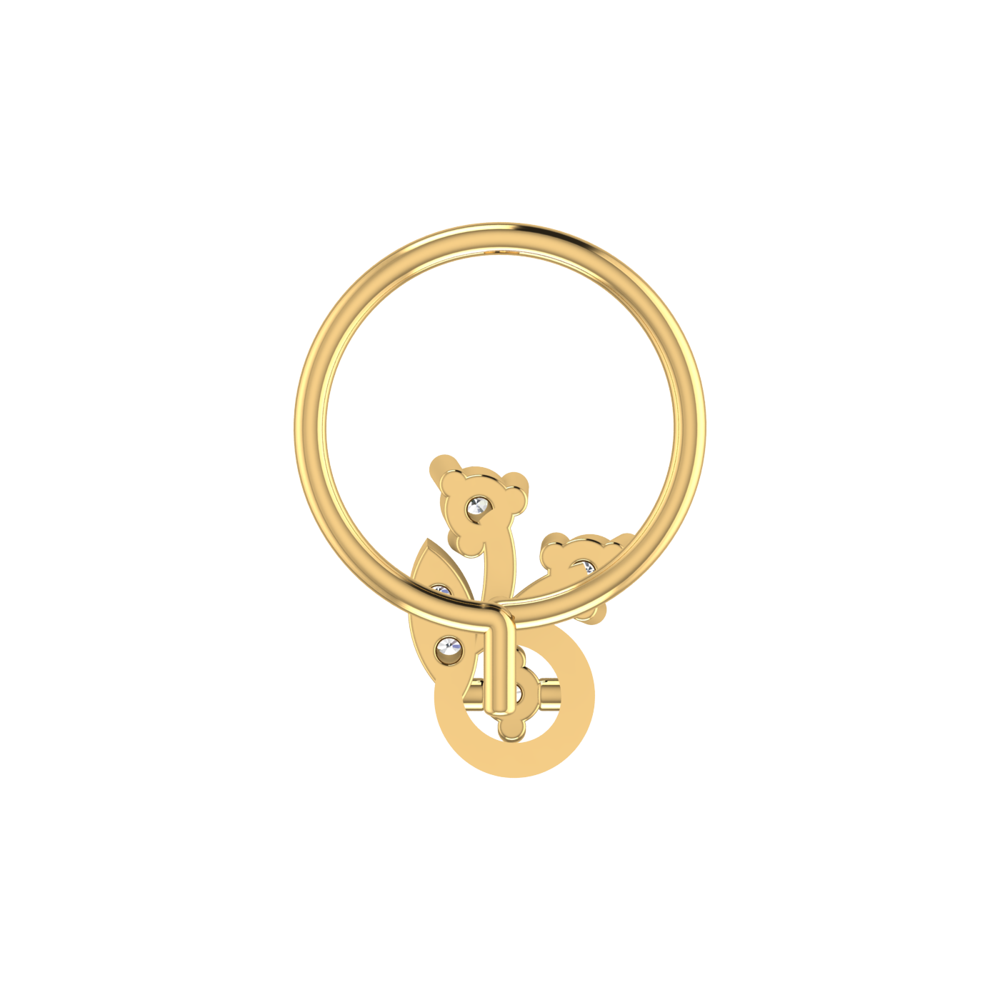 14K Gold Twilight Bloom Design 0.05ct Lab Grown Diamond Nose Pin