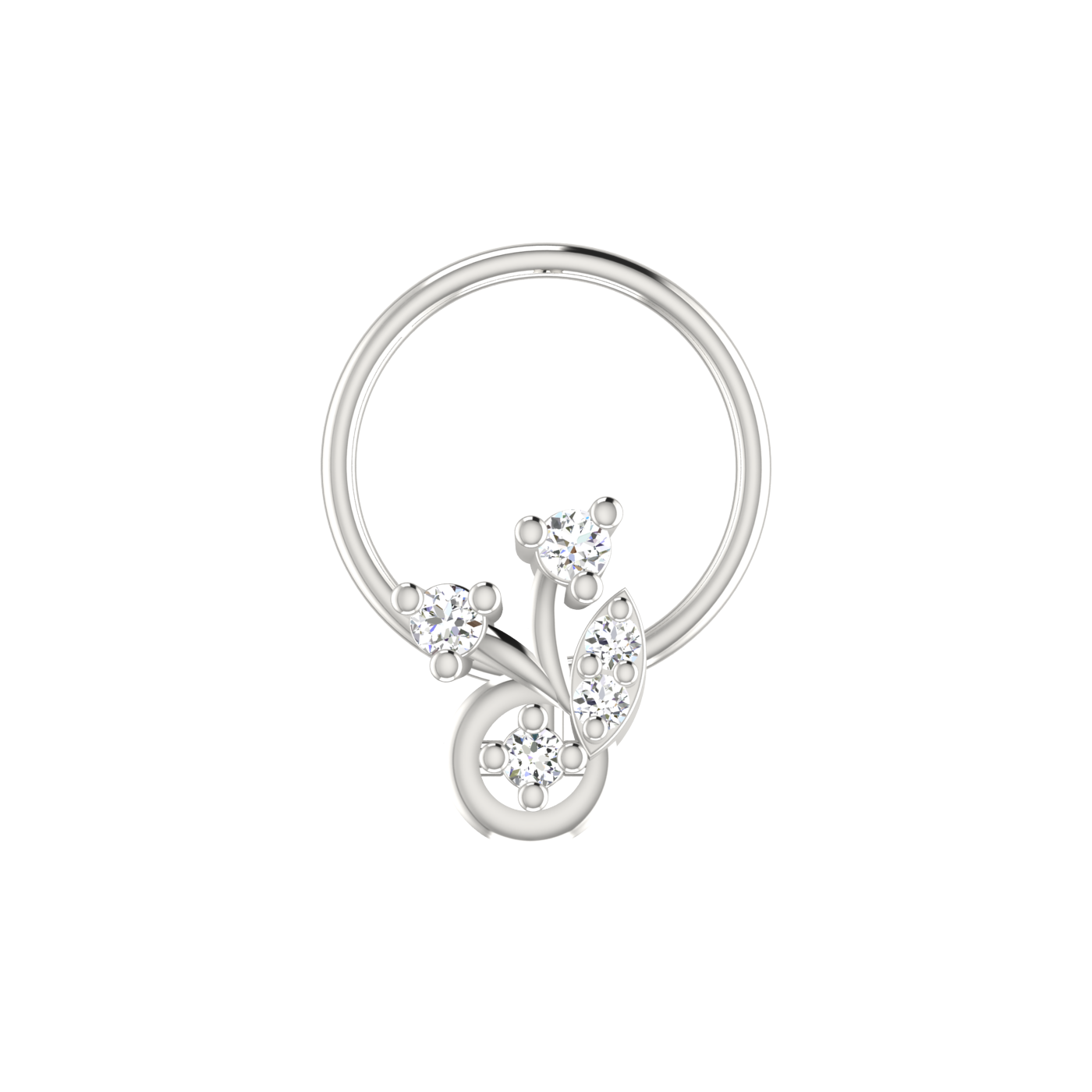 14K Gold Twilight Bloom Design 0.05ct Lab Grown Diamond Nose Pin