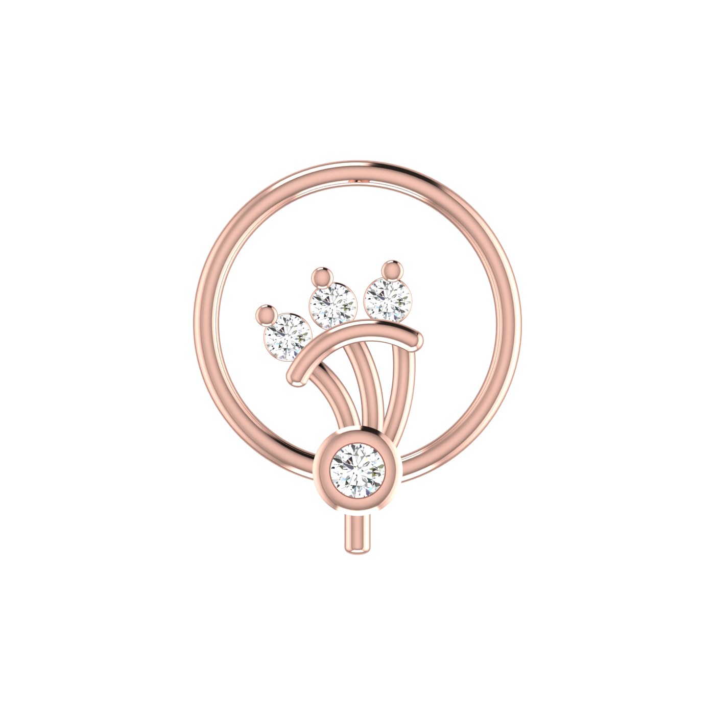 Delicate 0.04 Carat Lab Diamond Floral Nose Pin.