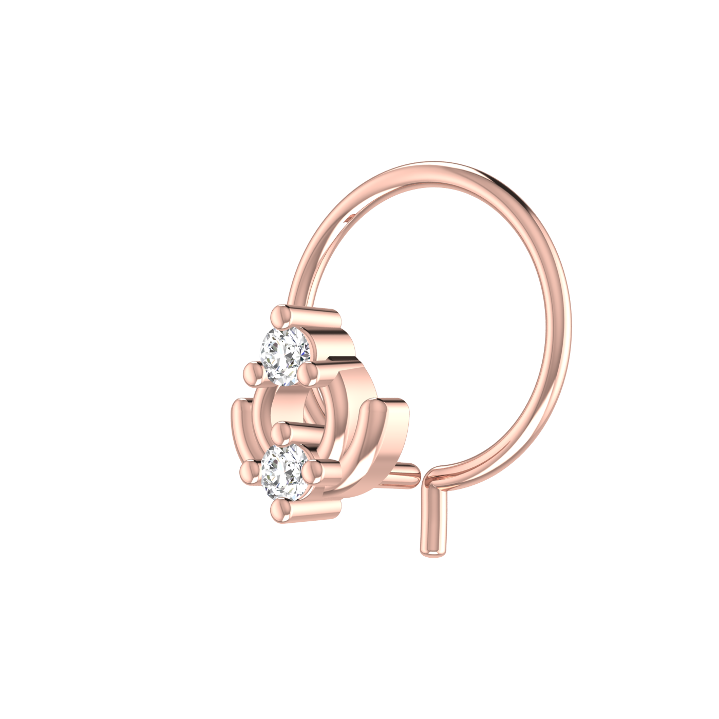 0.036 Carat Lab Grown Diamond Dual Stone Nose Pin.