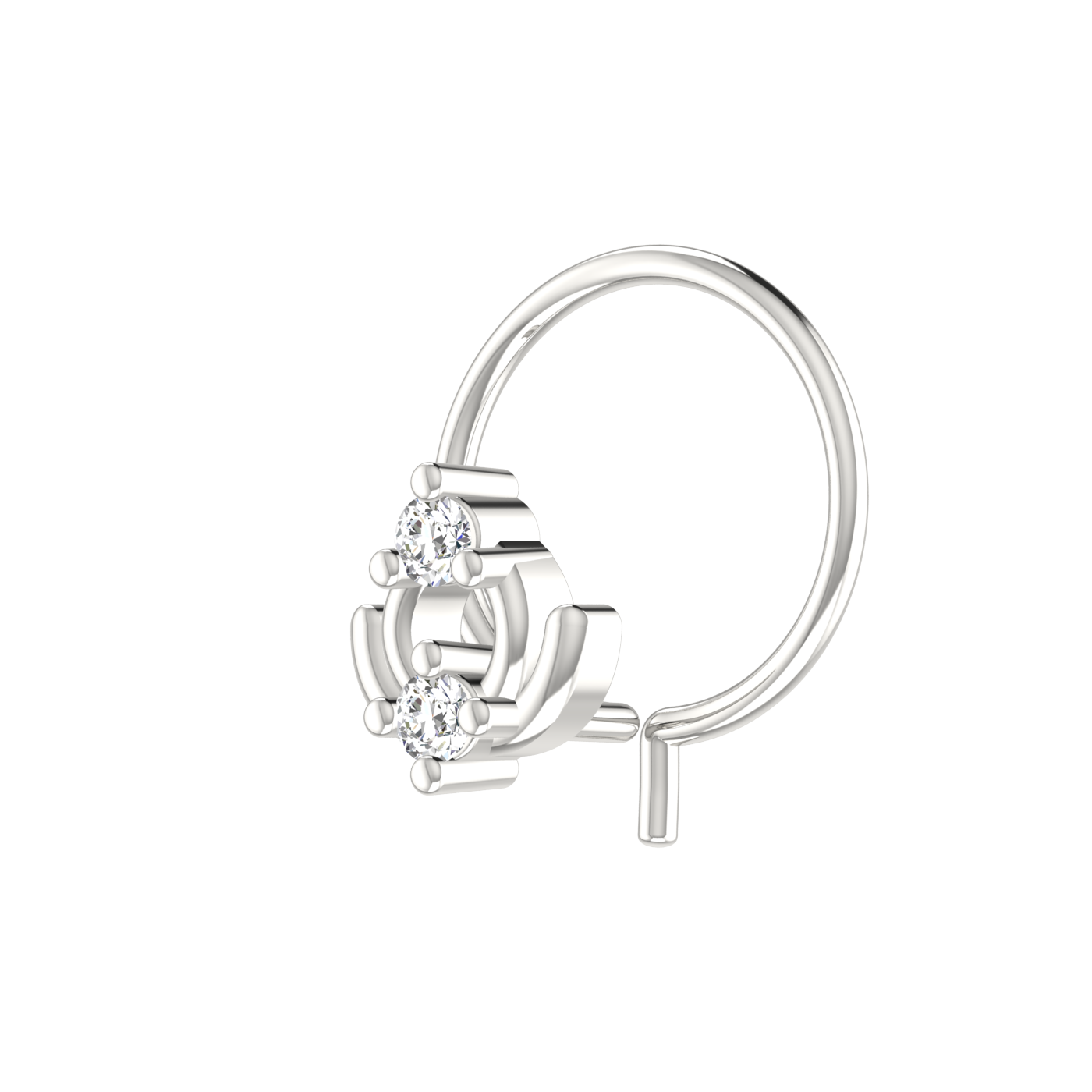 0.036 Carat Lab Grown Diamond Dual Stone Nose Pin.