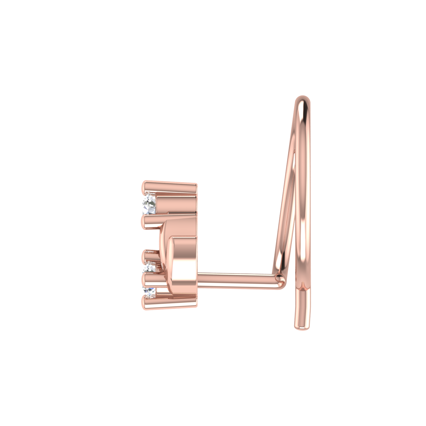 0.036 Carat Lab Grown Diamond Dual Stone Nose Pin.