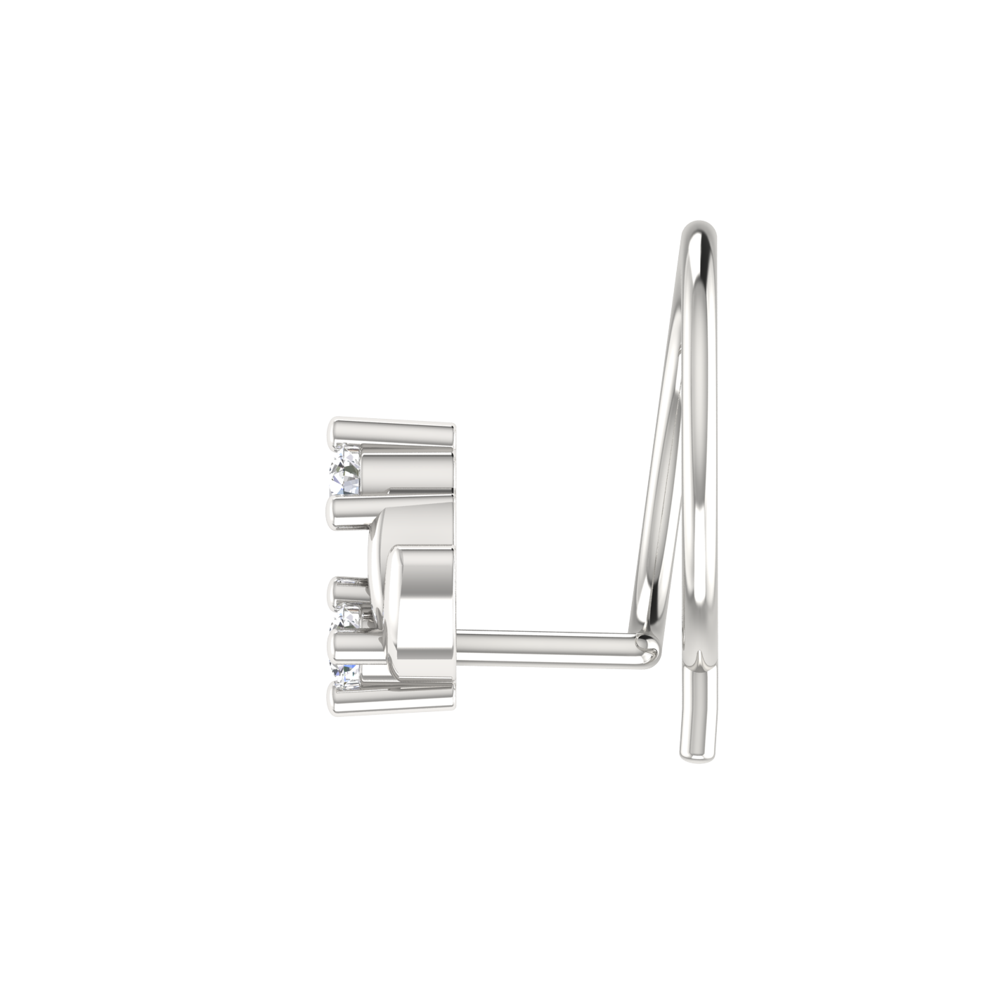 0.036 Carat Lab Grown Diamond Dual Stone Nose Pin.