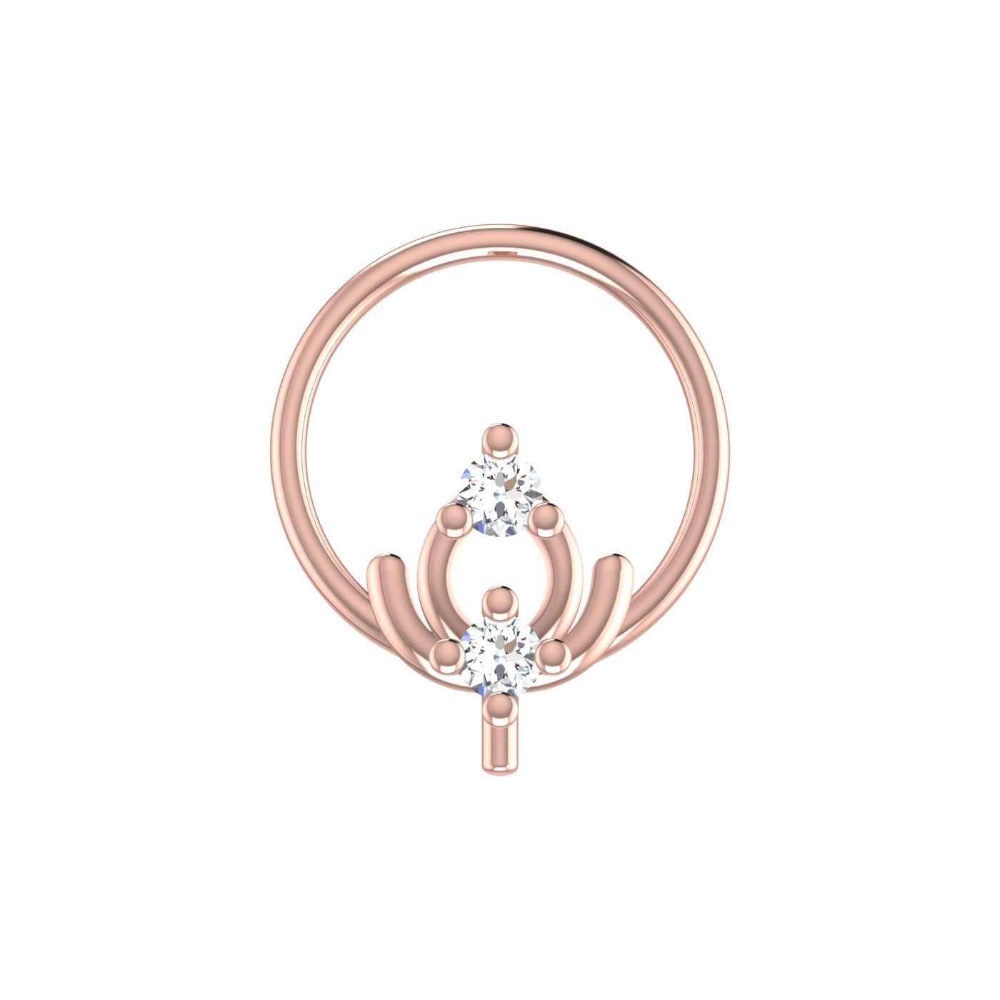 0.036 Carat Lab Grown Diamond Dual Stone Nose Pin.