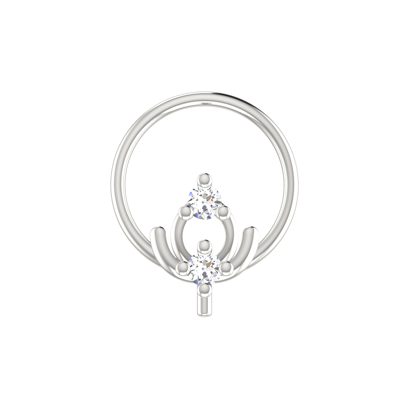 0.036 Carat Lab Grown Diamond Dual Stone Nose Pin.
