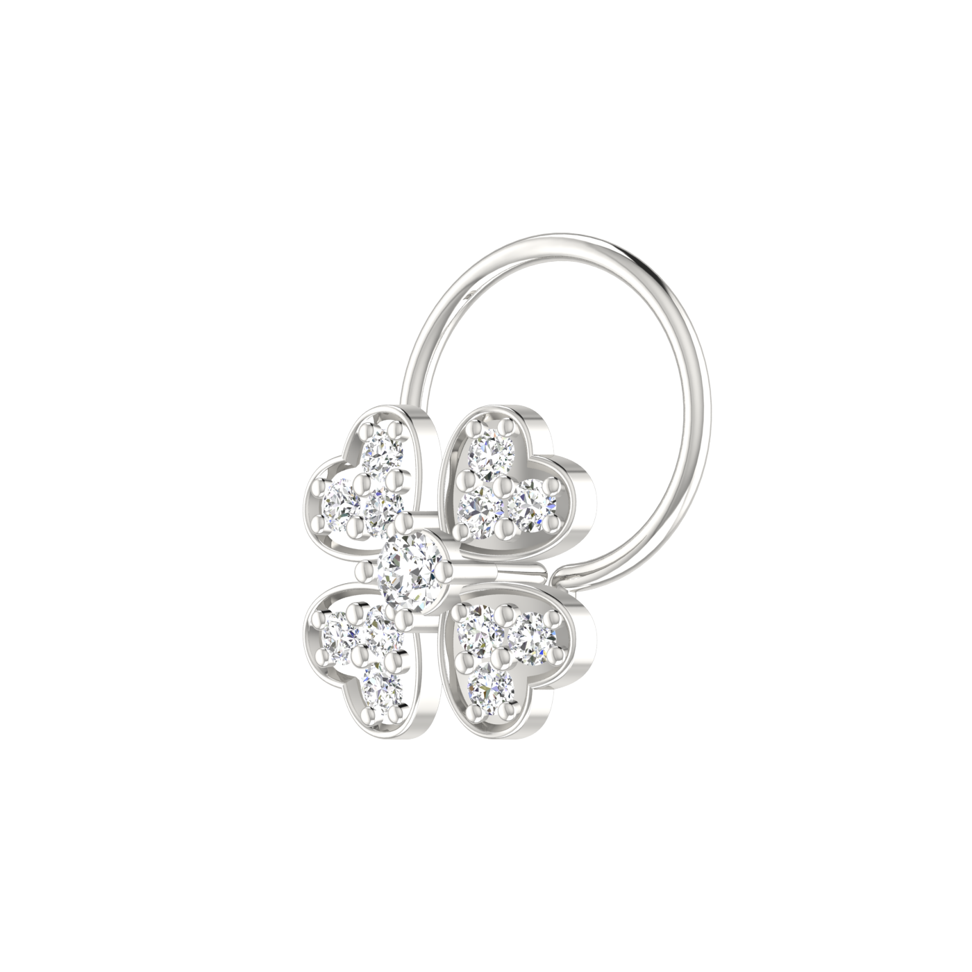 0.13 Ct Lab Grown Diamond Four-Leaf Nose Pin
