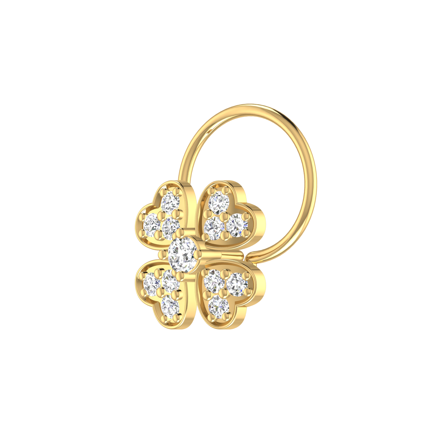 0.13 Ct Lab Grown Diamond Four-Leaf Nose Pin