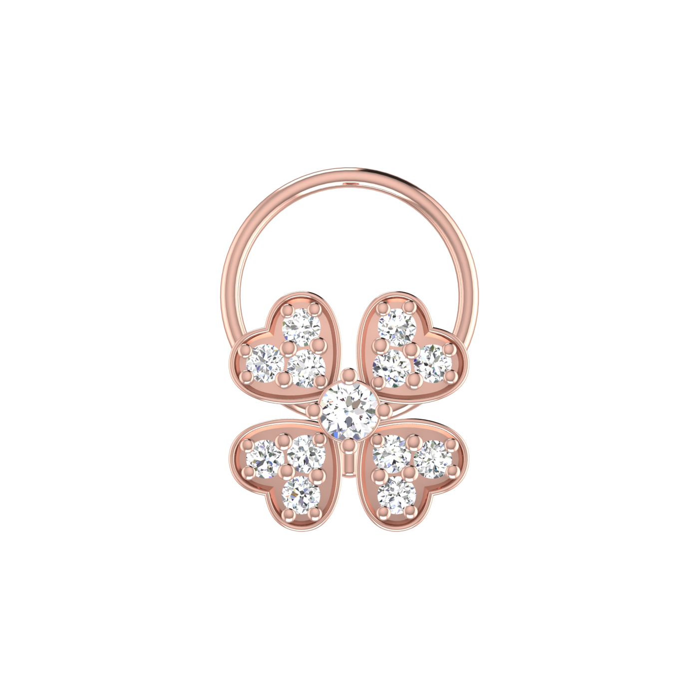 0.13 Ct Lab Grown Diamond Four-Leaf Nose Pin