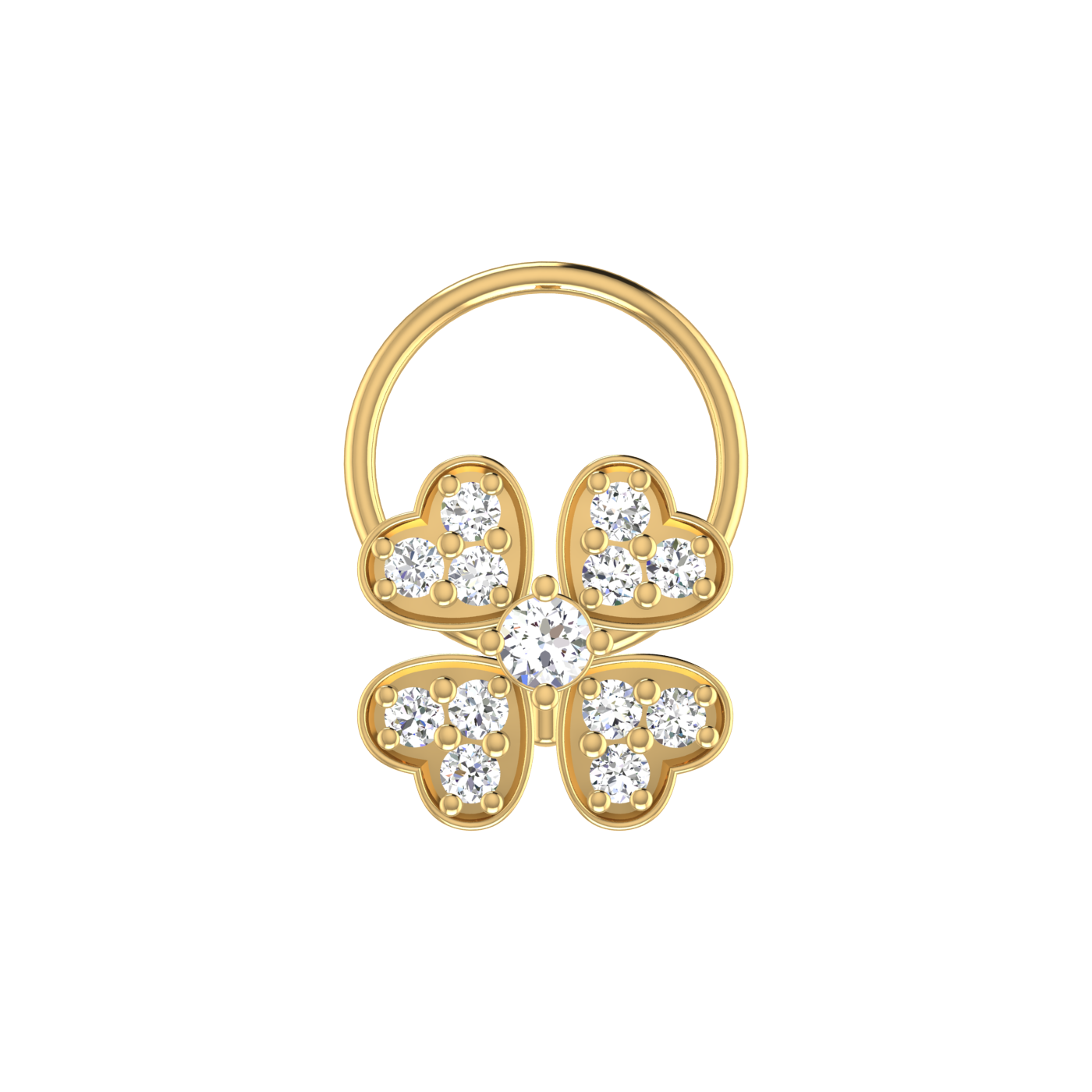 0.13 Ct Lab Grown Diamond Four-Leaf Nose Pin