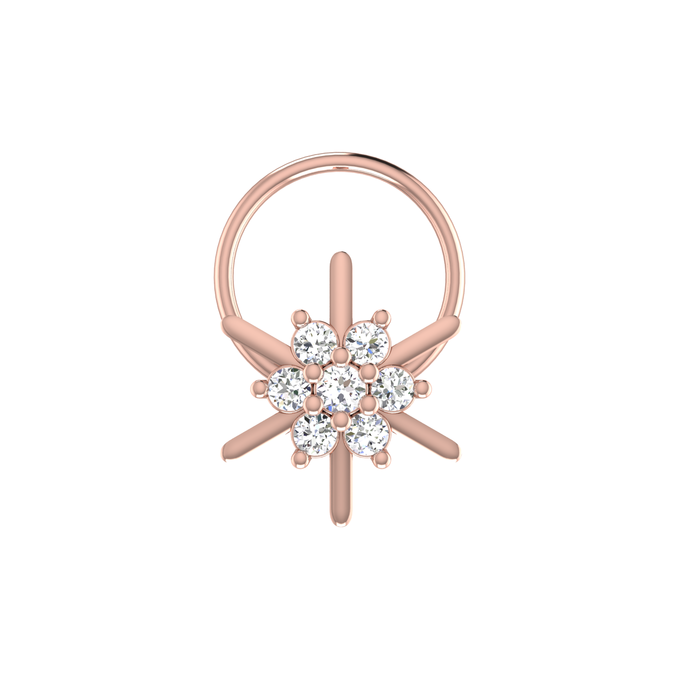 Eternal Flower Glow – 0.09 Ct Lab Grown Diamond Cluster Nose Pin