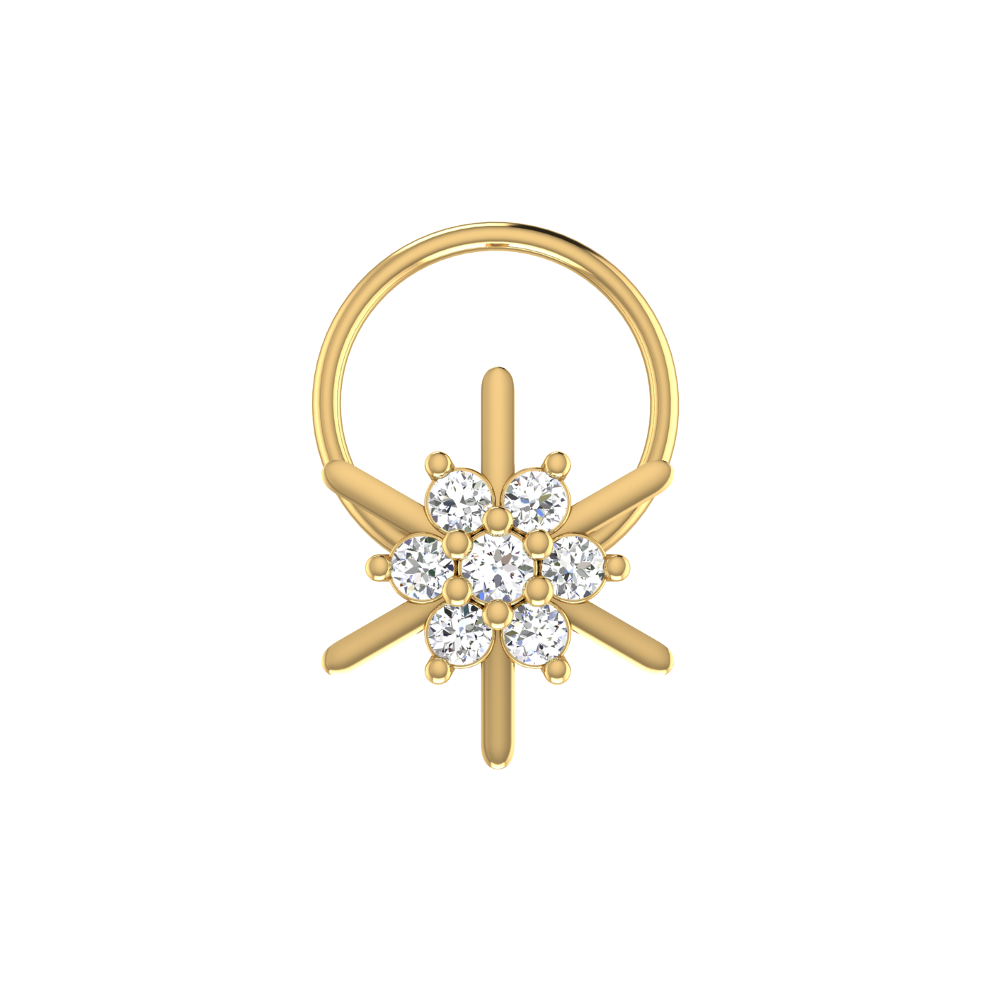 Eternal Flower Glow – 0.09 Ct Lab Grown Diamond Cluster Nose Pin