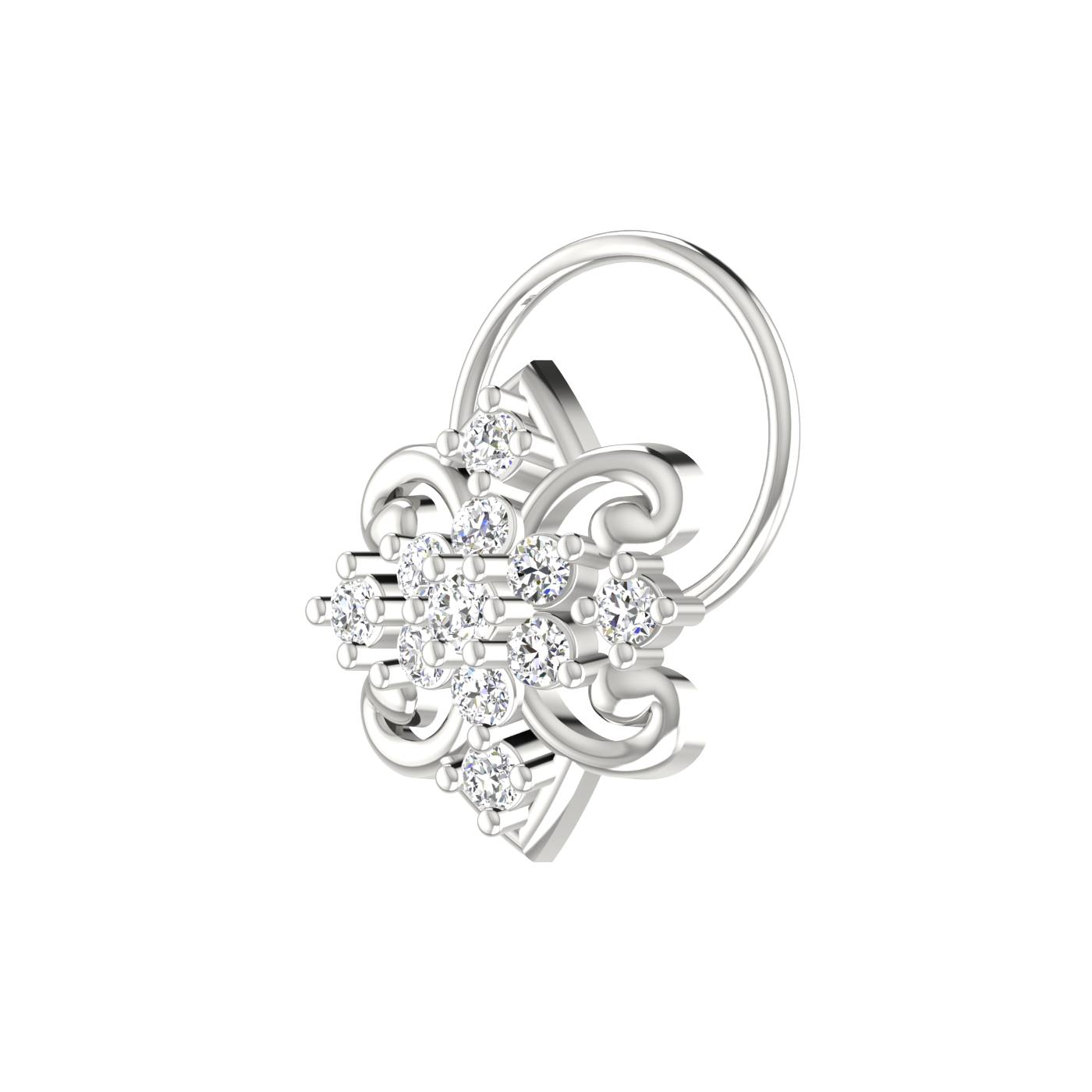Graceful Flower Cluster Design 0.14 Ct Diamond Nose Stud