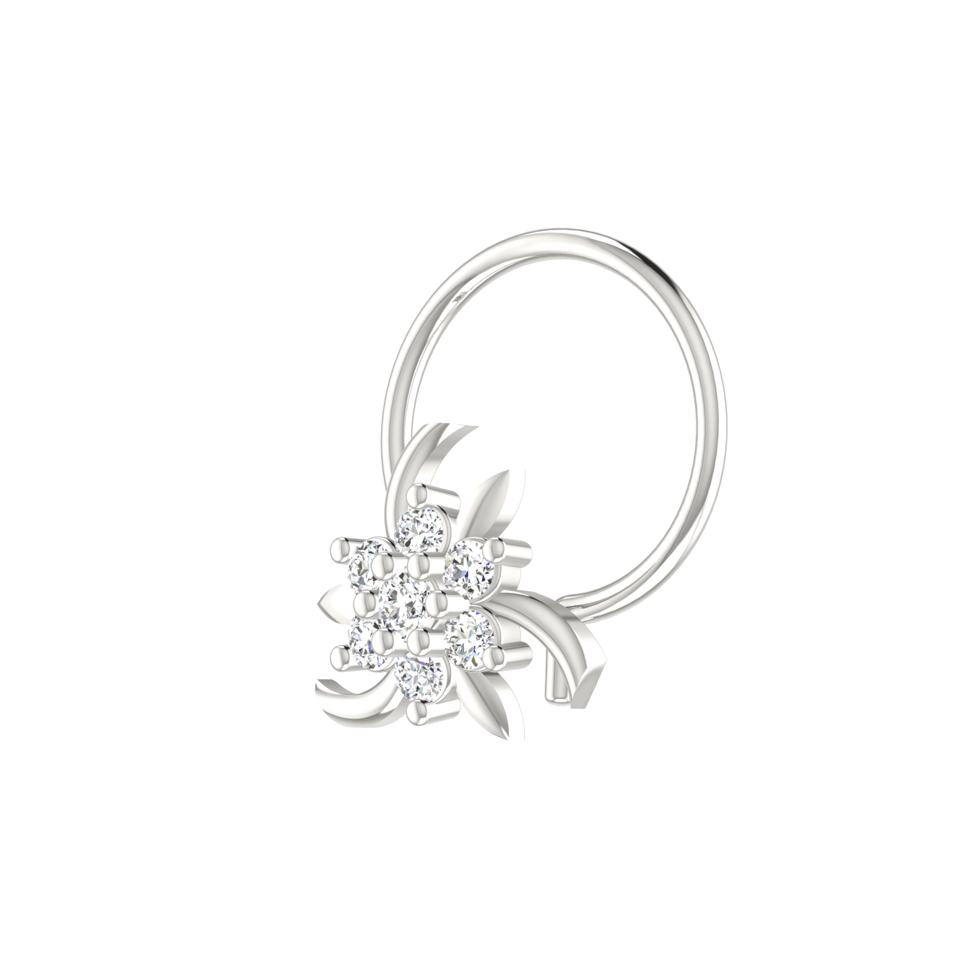 Lab Created Diamond Floral Cluster Nose Pin for Women – 0.06 Ct