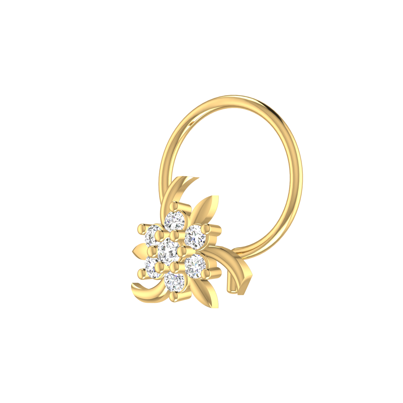 Lab Created Diamond Floral Cluster Nose Pin for Women – 0.06 Ct