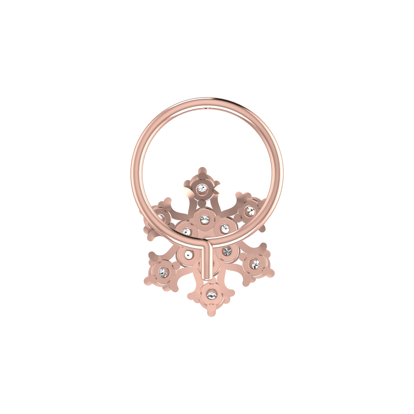 Lab Grown Diamond Nose Pin 0.10 Ct Snowflake Flower Design
