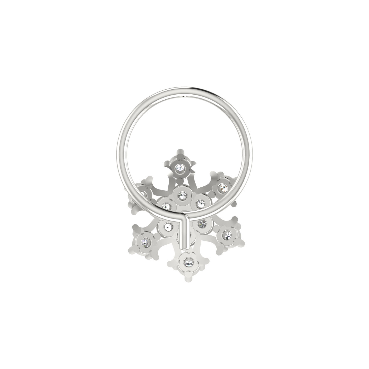 Lab Grown Diamond Nose Pin 0.10 Ct Snowflake Flower Design