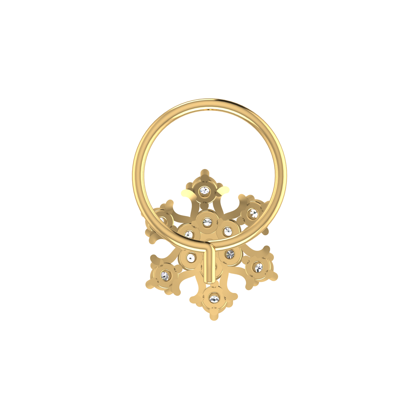 Lab Grown Diamond Nose Pin 0.10 Ct Snowflake Flower Design
