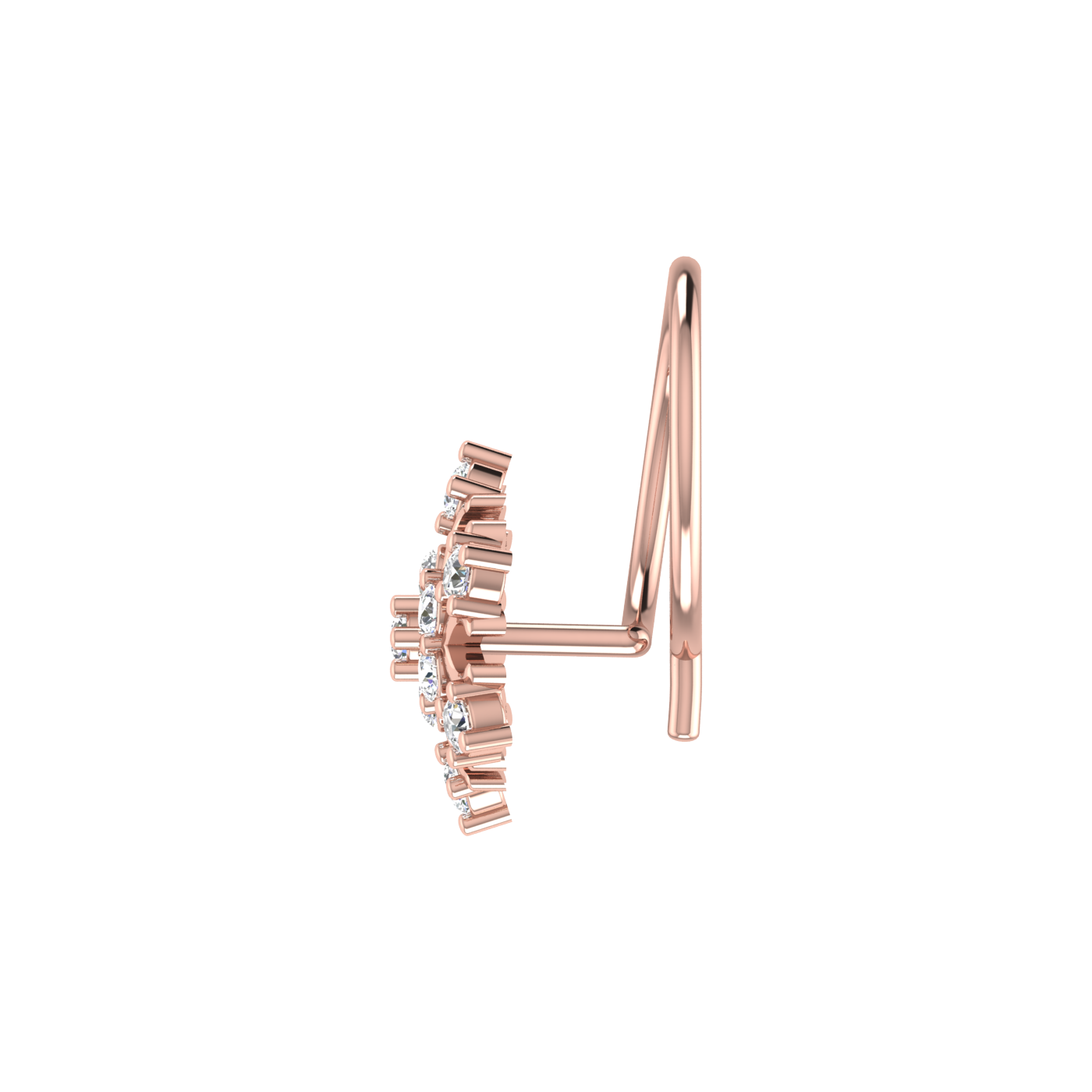 Lab Grown Diamond Nose Pin 0.10 Ct Snowflake Flower Design