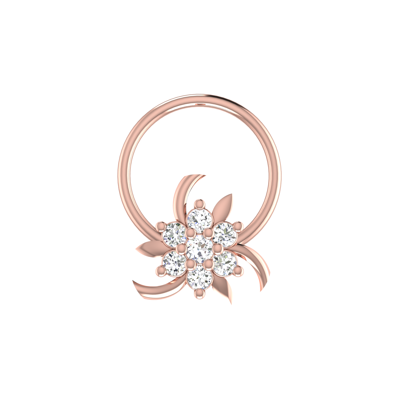 Lab Created Diamond Floral Cluster Nose Pin for Women – 0.06 Ct