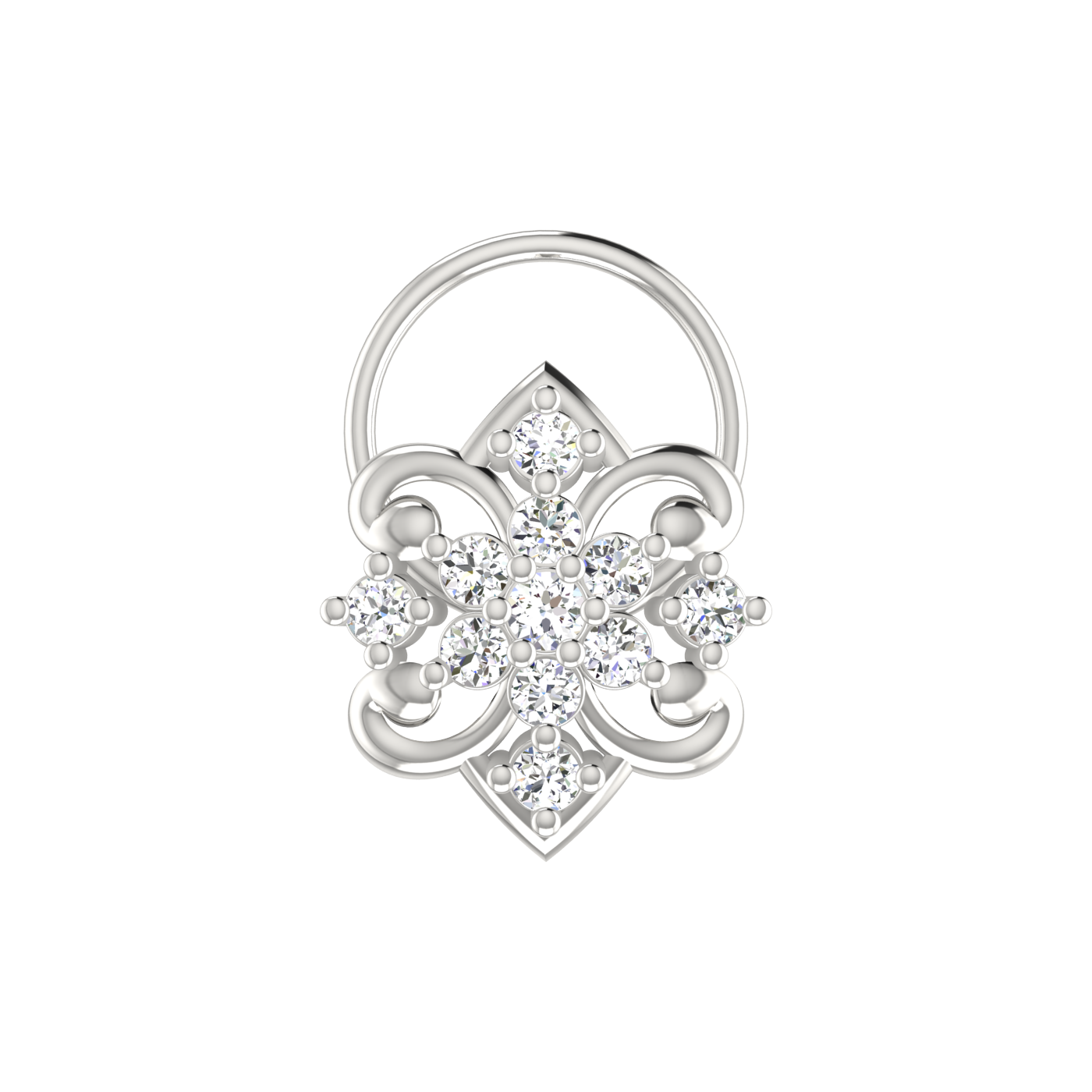 Graceful Flower Cluster Design 0.14 Ct Diamond Nose Stud