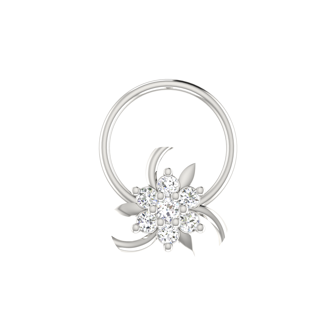 Lab Created Diamond Floral Cluster Nose Pin for Women – 0.06 Ct