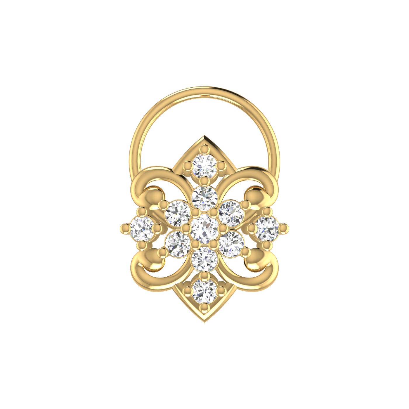 Graceful Flower Cluster Design 0.14 Ct Diamond Nose Stud
