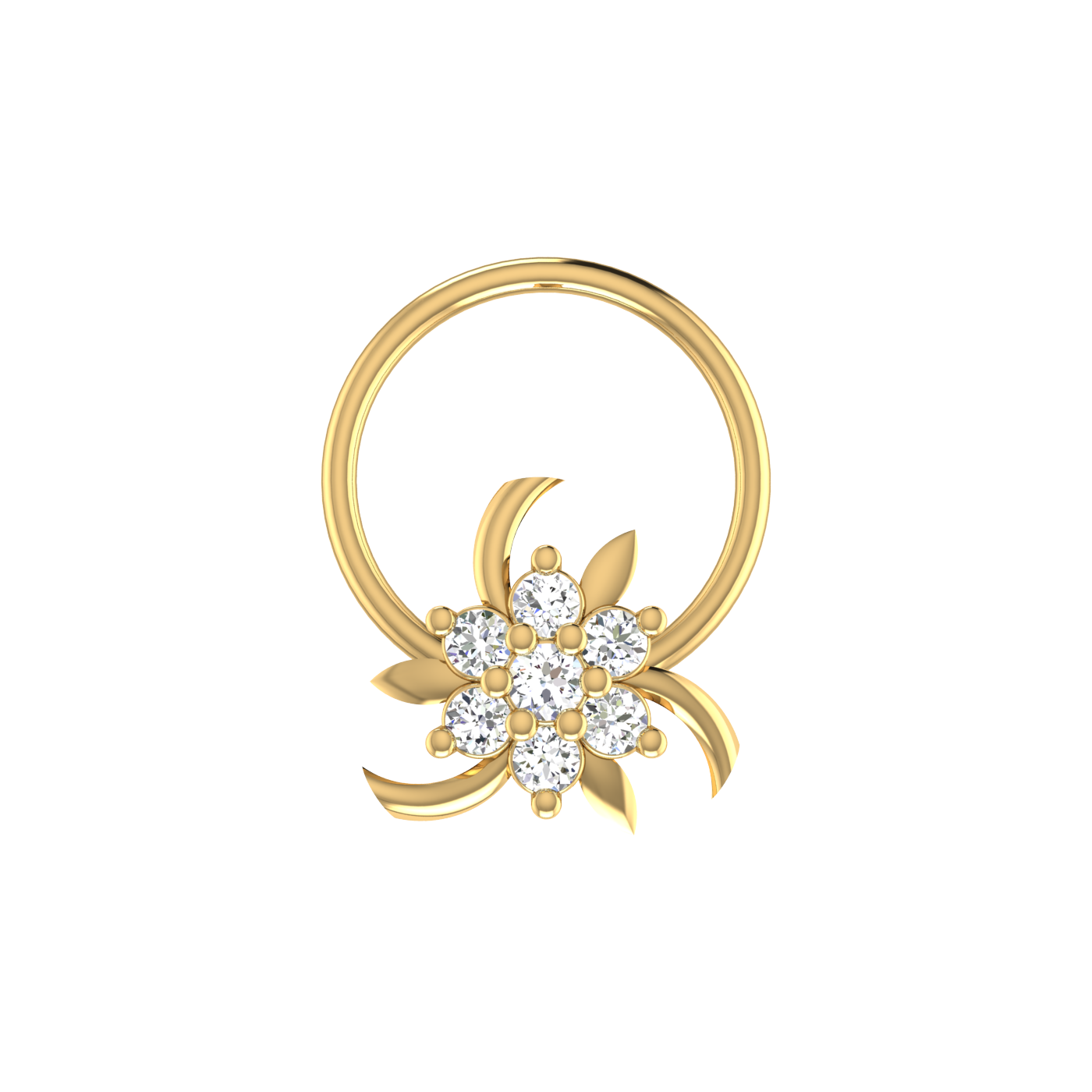Lab Created Diamond Floral Cluster Nose Pin for Women – 0.06 Ct